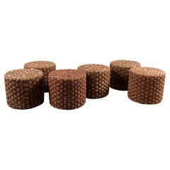 Set of Six Stools in Braided Straw