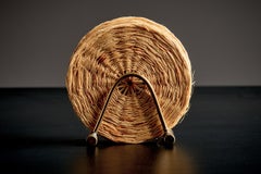 Set di sei sottobicchieri in paglia con supporto in ottone di Werkstätte Carl Auböck , anni '60