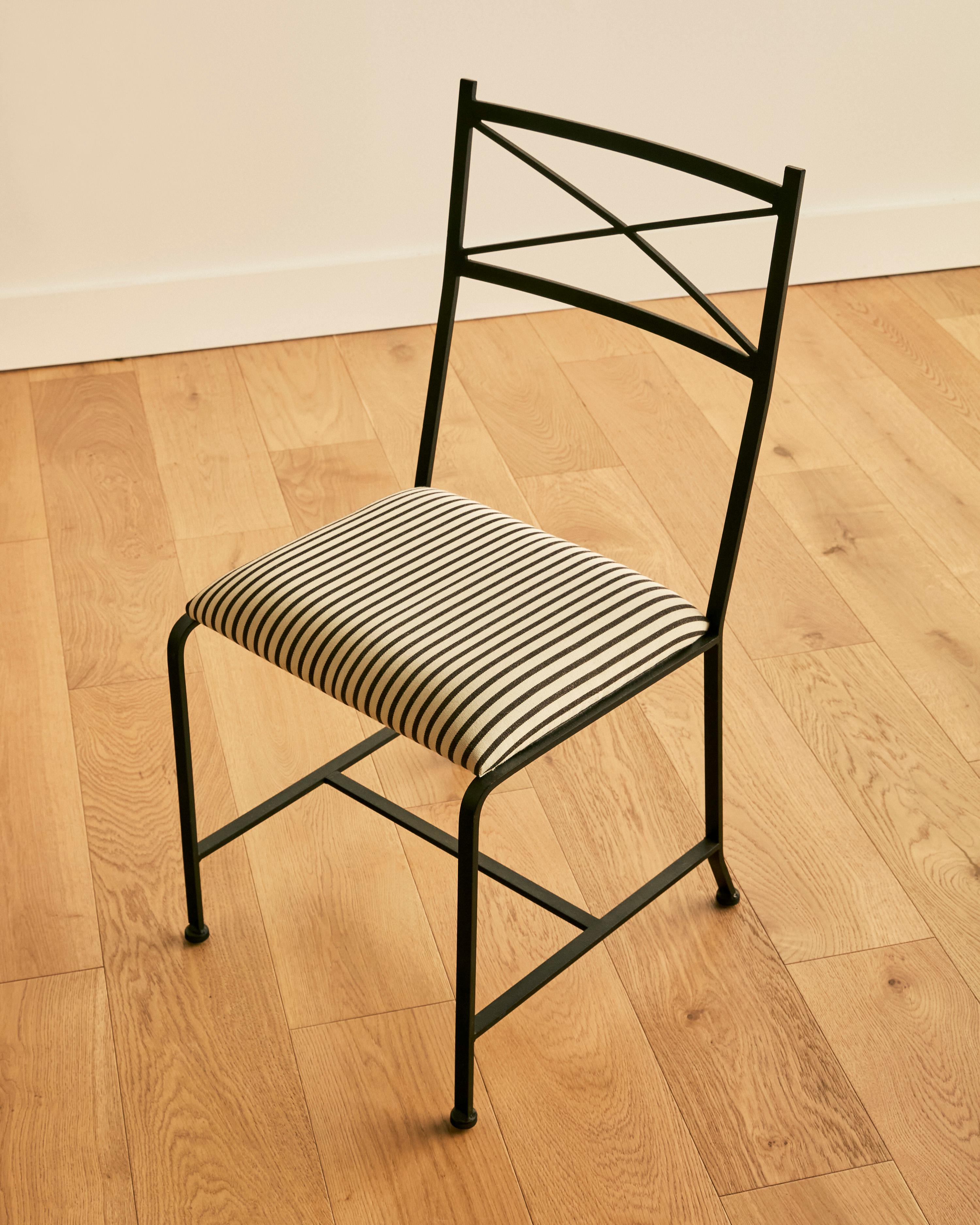 Set of Six Striped Iron Dining Chairs en vente 5