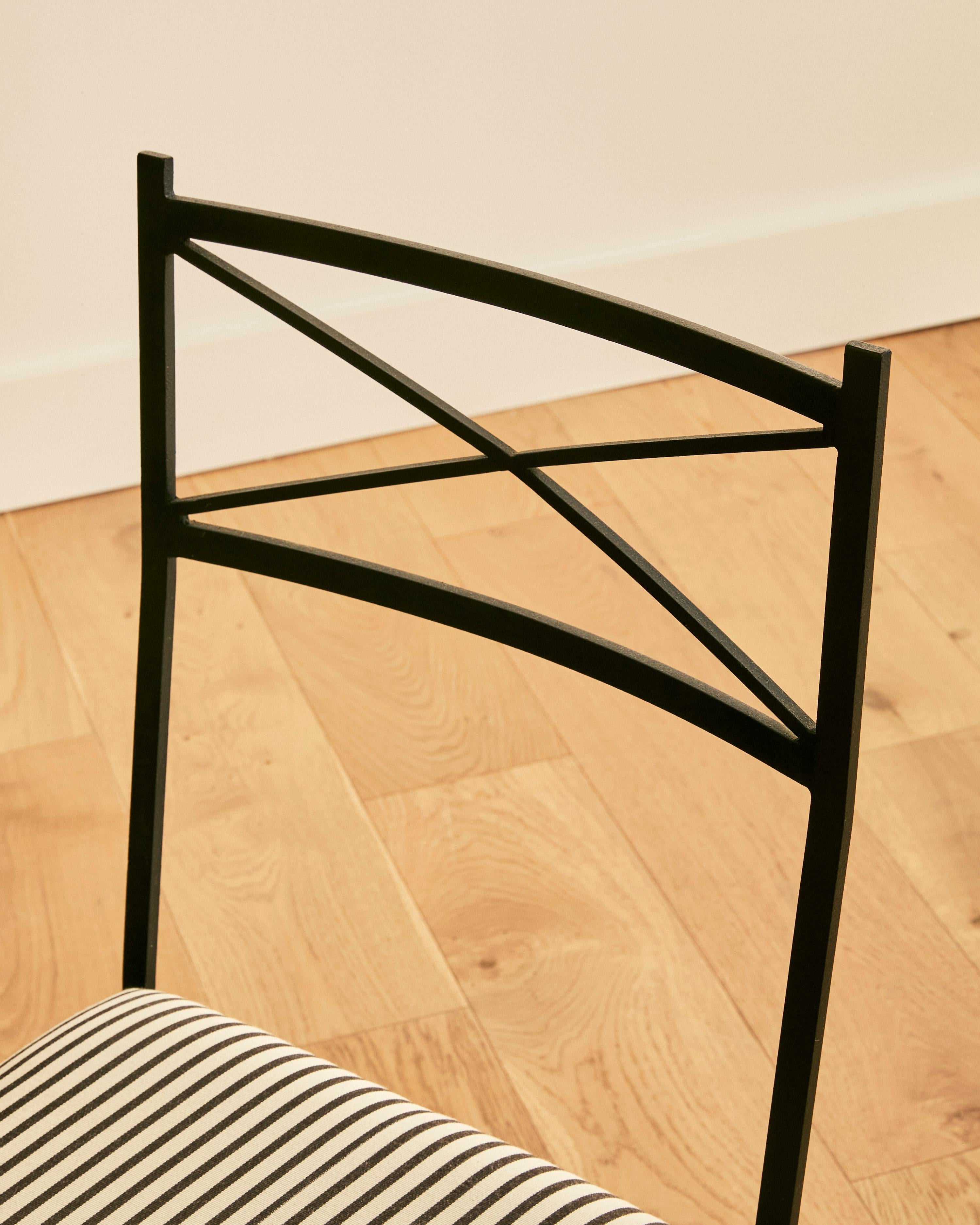 Set of Six Striped Iron Dining Chairs en vente 6