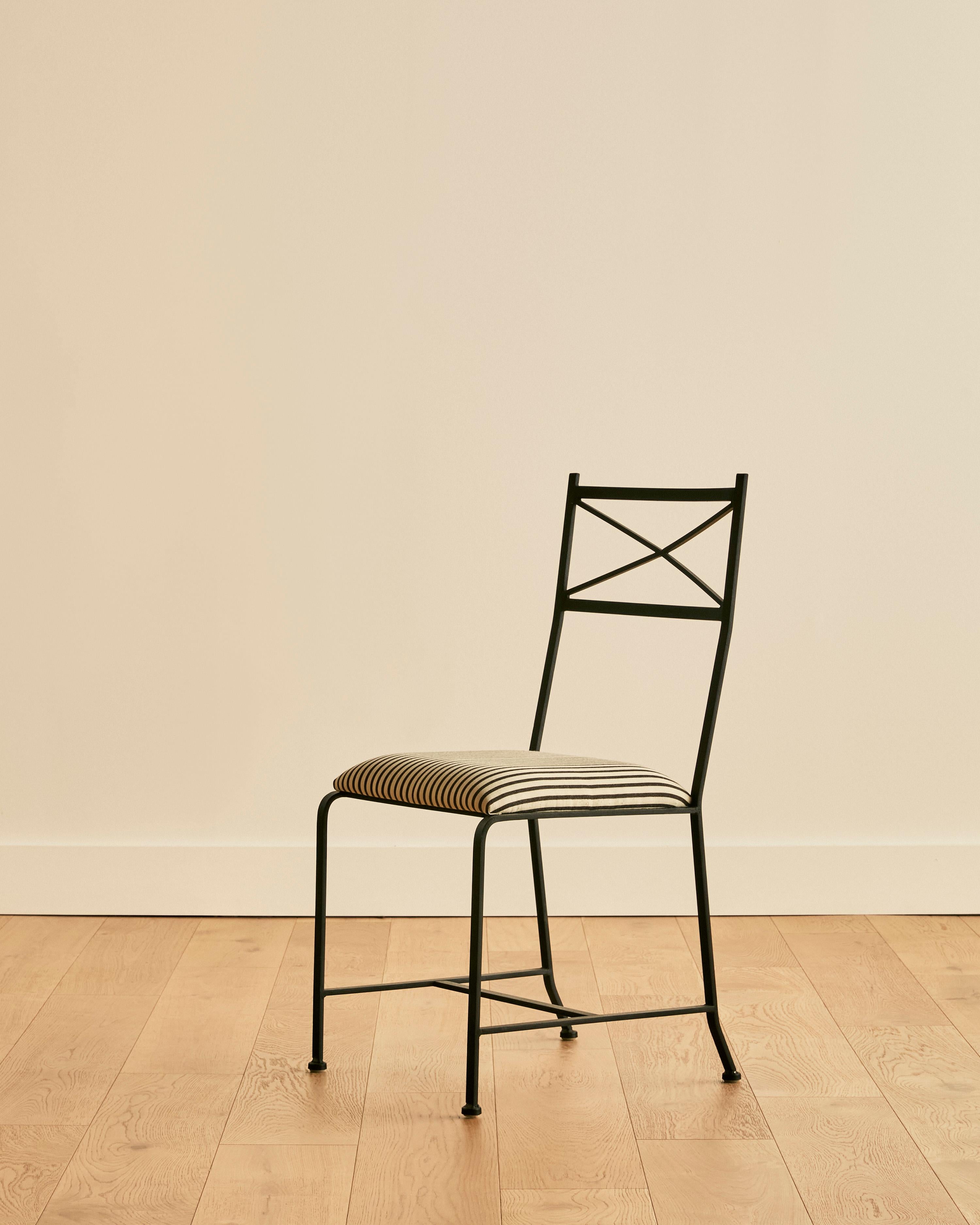 Set of Six Striped Iron Dining Chairs en vente 3