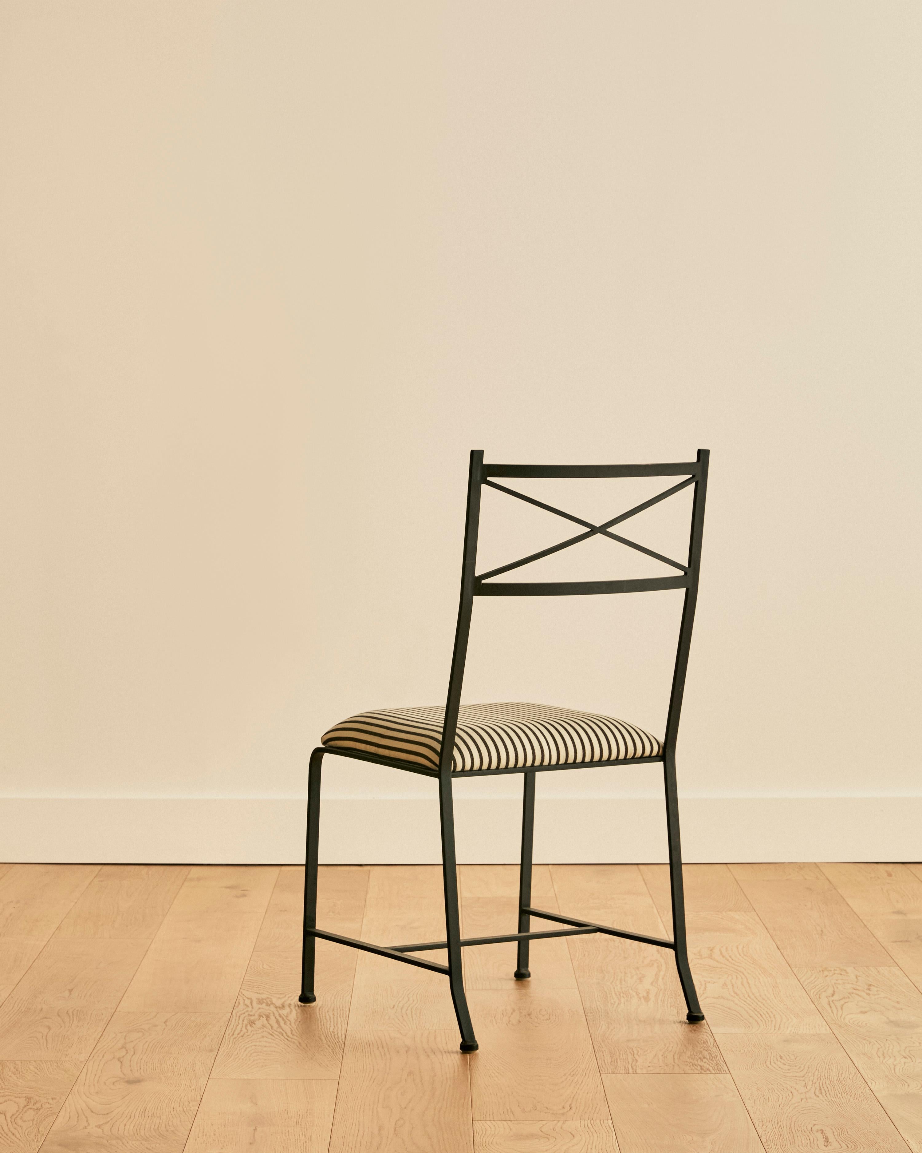 Set of Six Striped Iron Dining Chairs en vente 4