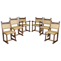 Set of Six Substantial Oak Dining Chairs