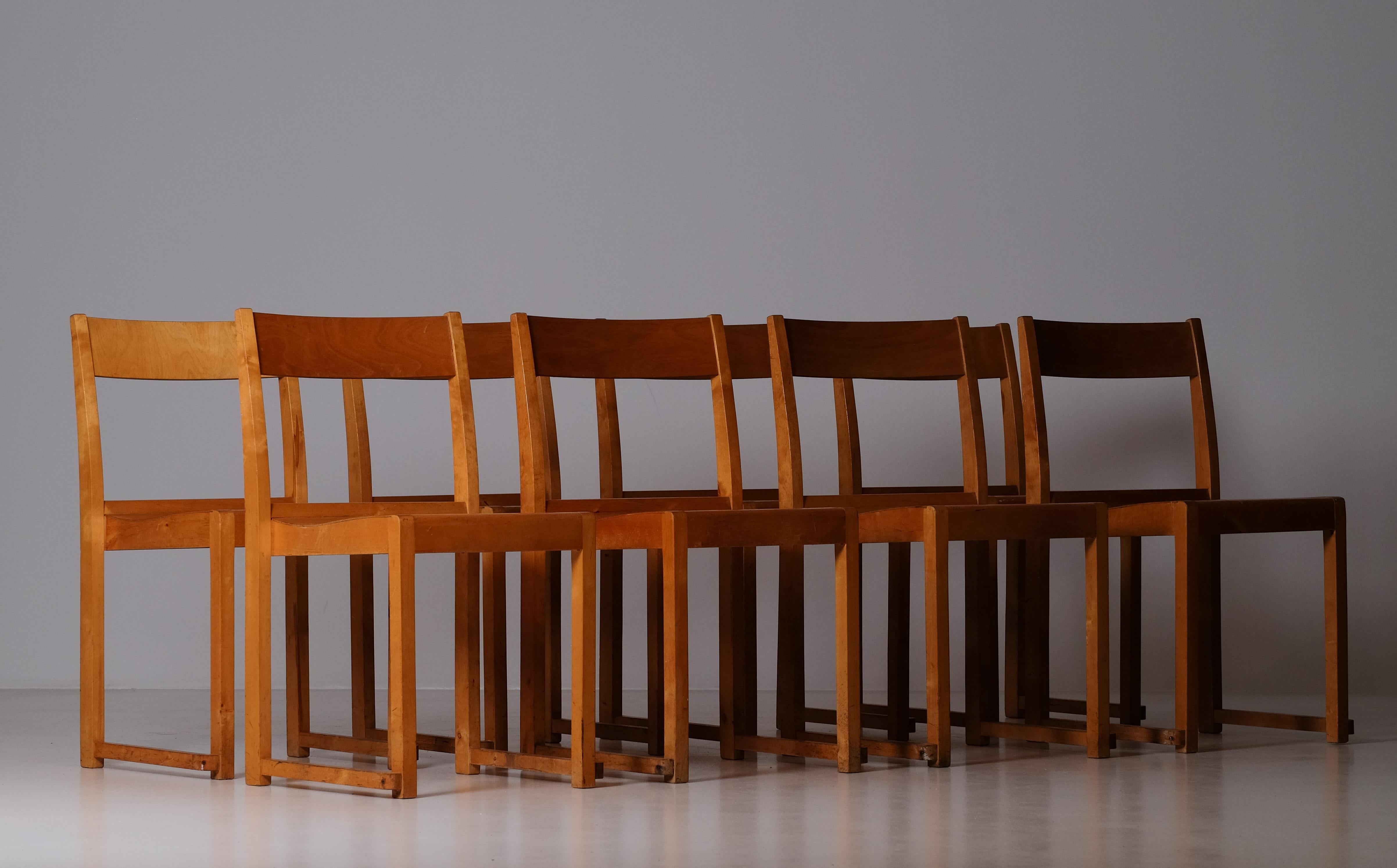 Birch Set of Eight Sven Markelius 'Orchestra' Chairs, 1940s For Sale