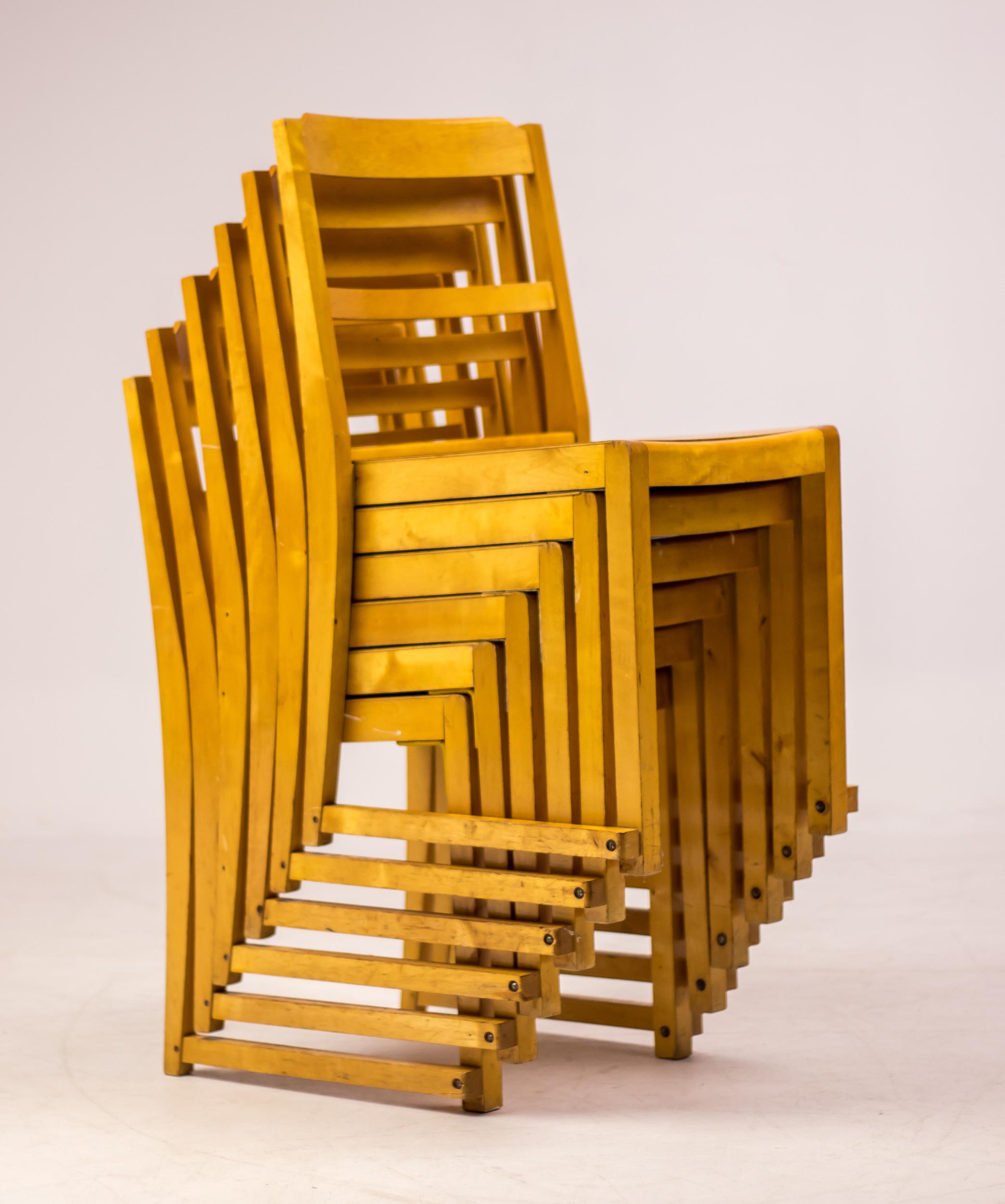 Birch Set of Six Sven Markelius 'Orchestra' Chairs For Sale