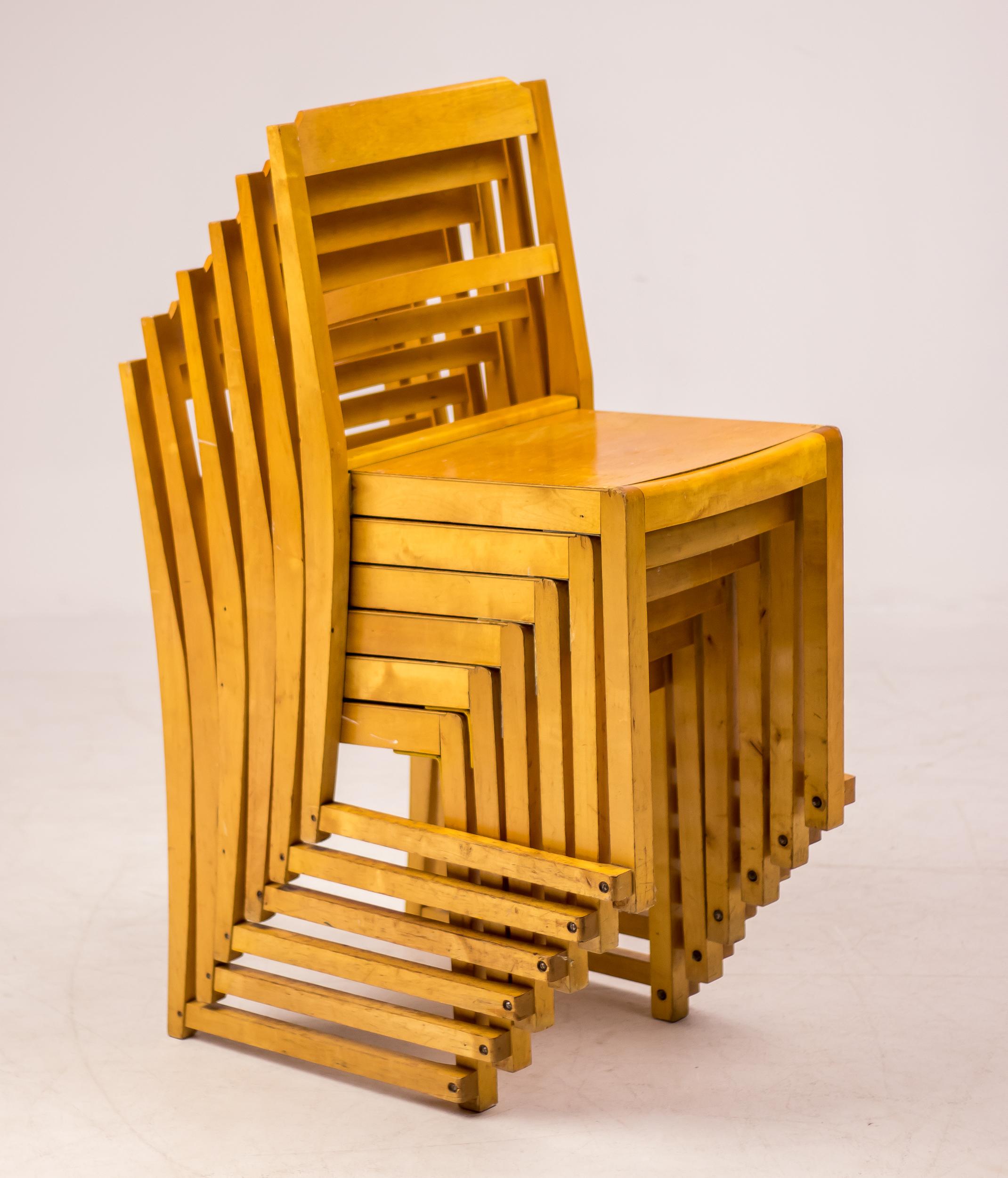 Scandinave moderne Lot de six chaises « Orchestra » de Sven Markelius en vente