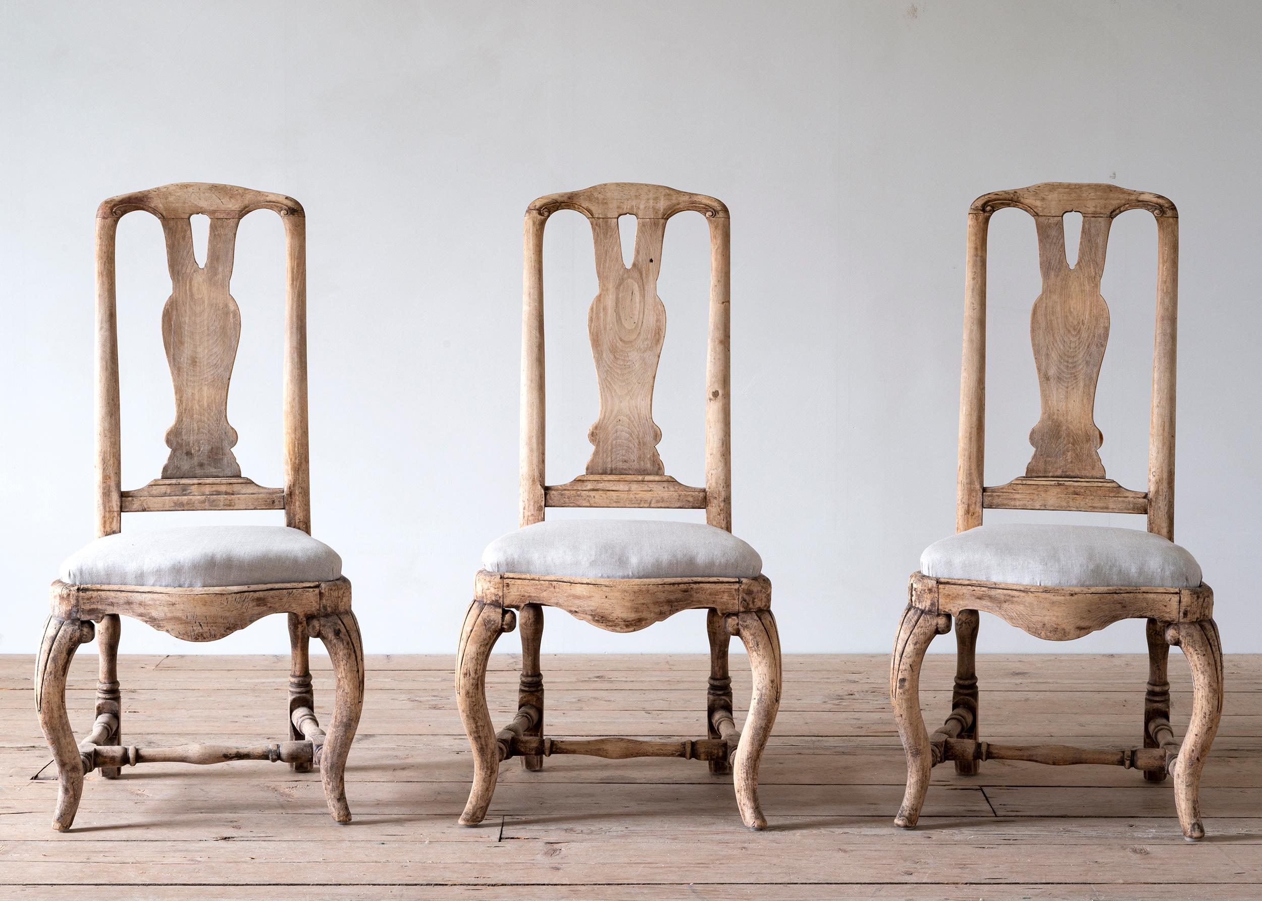 Wood Set of Six Swedish 18th Century Rococo Chairs For Sale