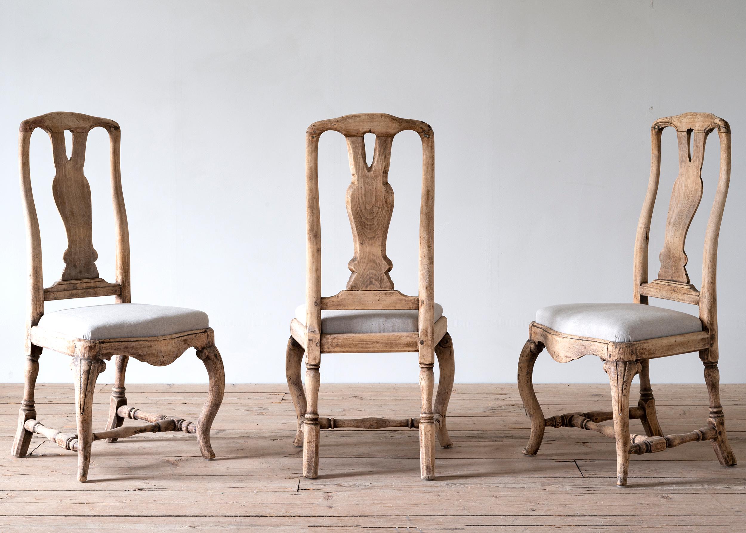 XVIIIe siècle et antérieur Ensemble de six chaises rococo suédoises du 18ème siècle en vente