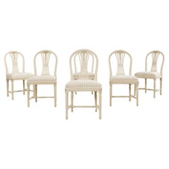 Set of Six Swedish Gustavian Style Painted Axet Dining Chairs