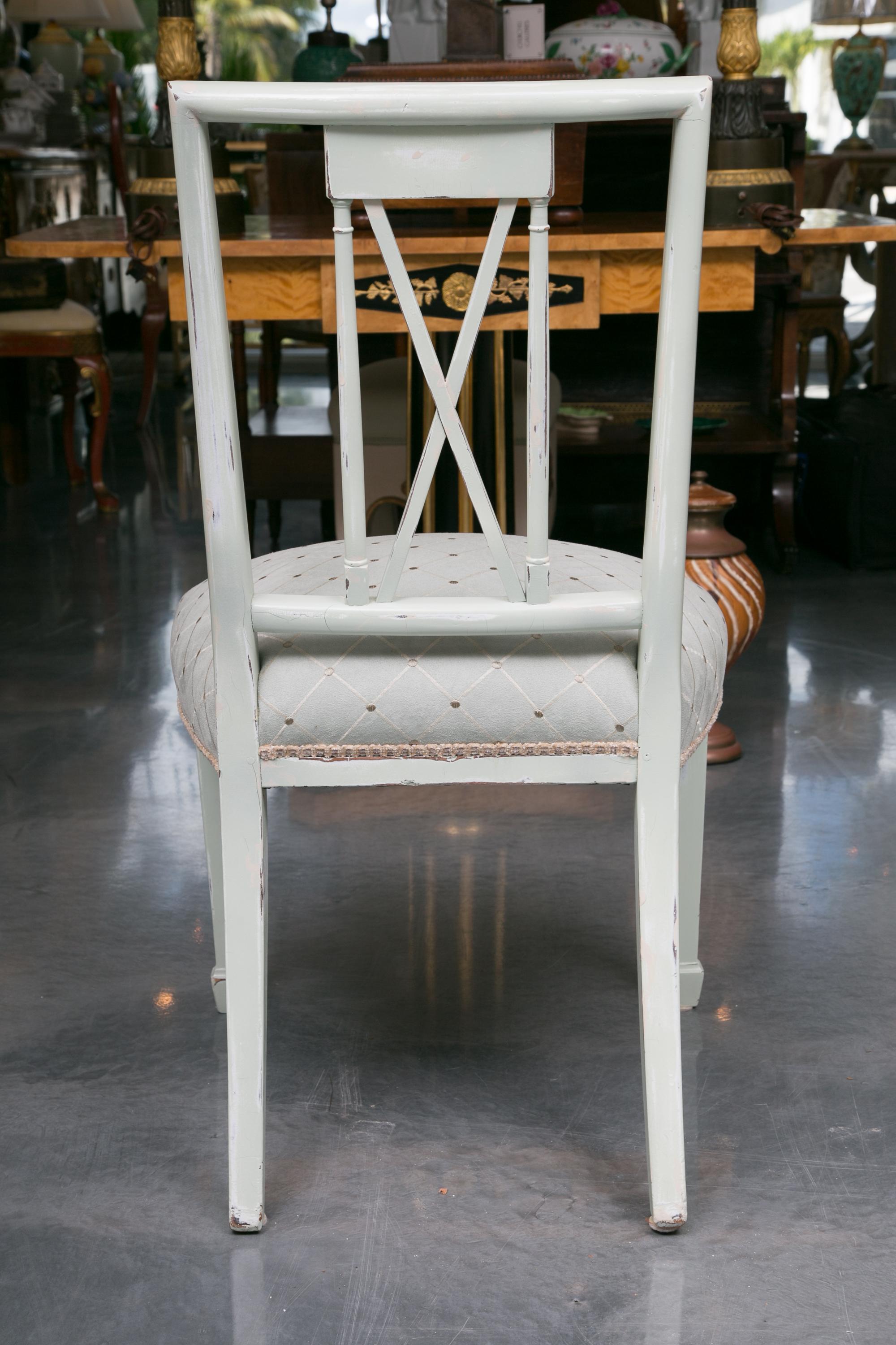 Hand-Crafted Set of Six Swedish Painted Dining Chairs