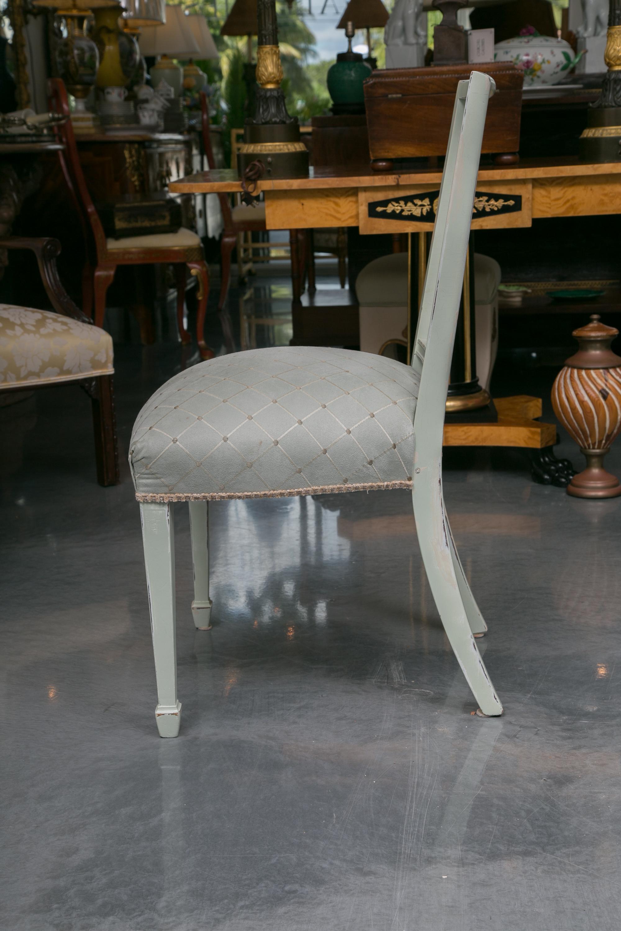 Set of Six Swedish Painted Dining Chairs In Good Condition In WEST PALM BEACH, FL