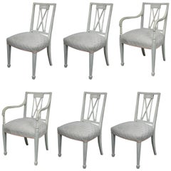 Antique Set of Six Swedish Painted Dining Chairs
