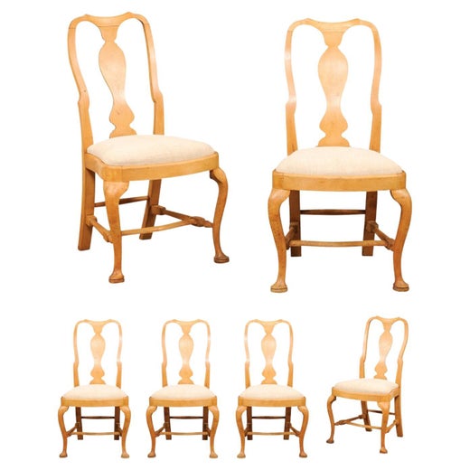Hula hoop Dairy products sit Set of Six Swedish Rococo Style 1890s Dining Room Side Chairs with Carved  Splats For Sale at 1stDibs