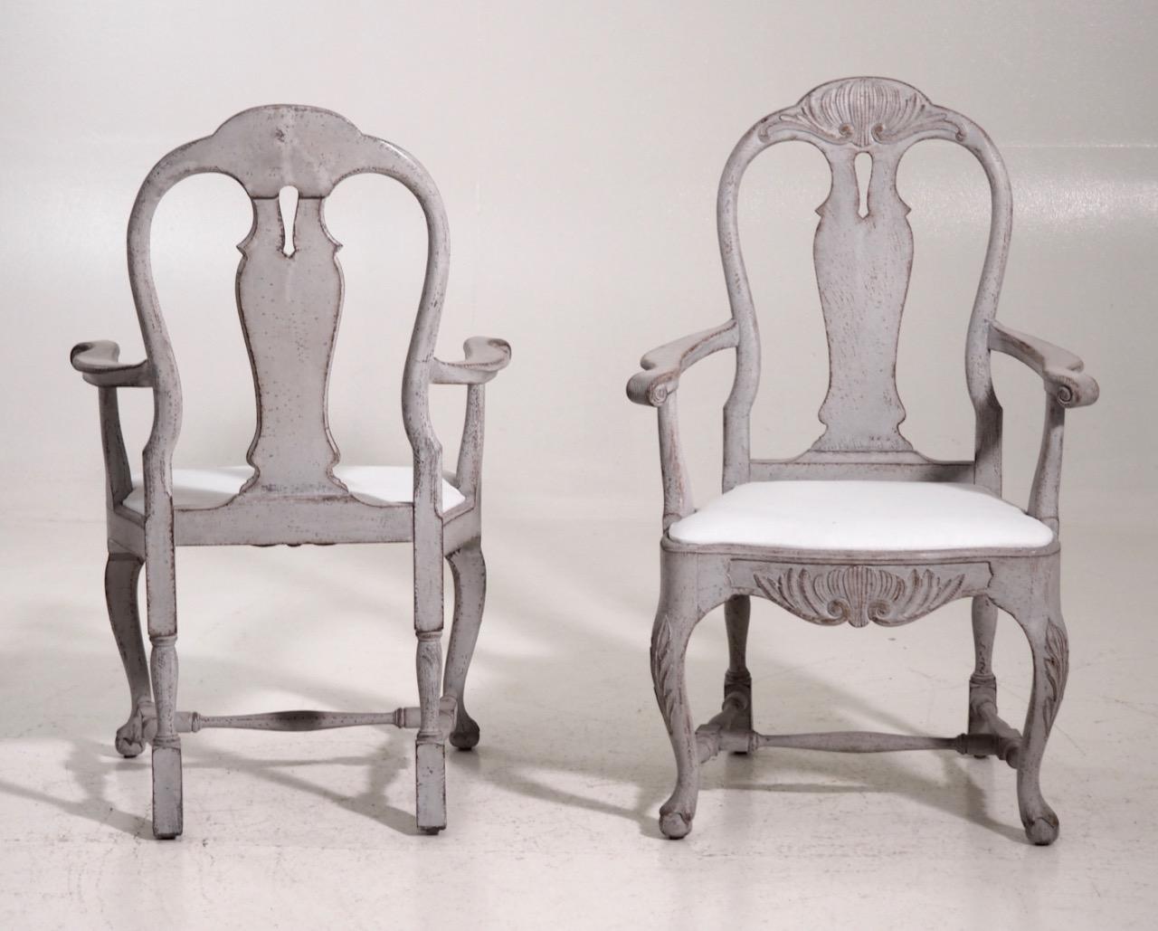 Set of Six Swedish Rococo Style Chairs 5