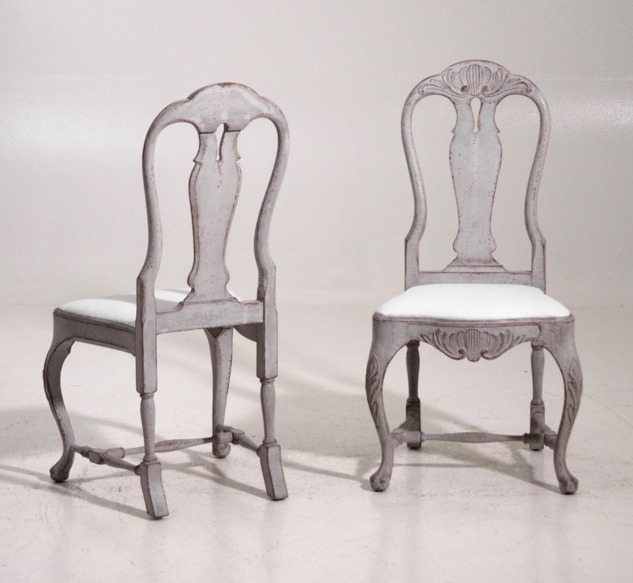 Set of Six Swedish Rococo Style Chairs 8