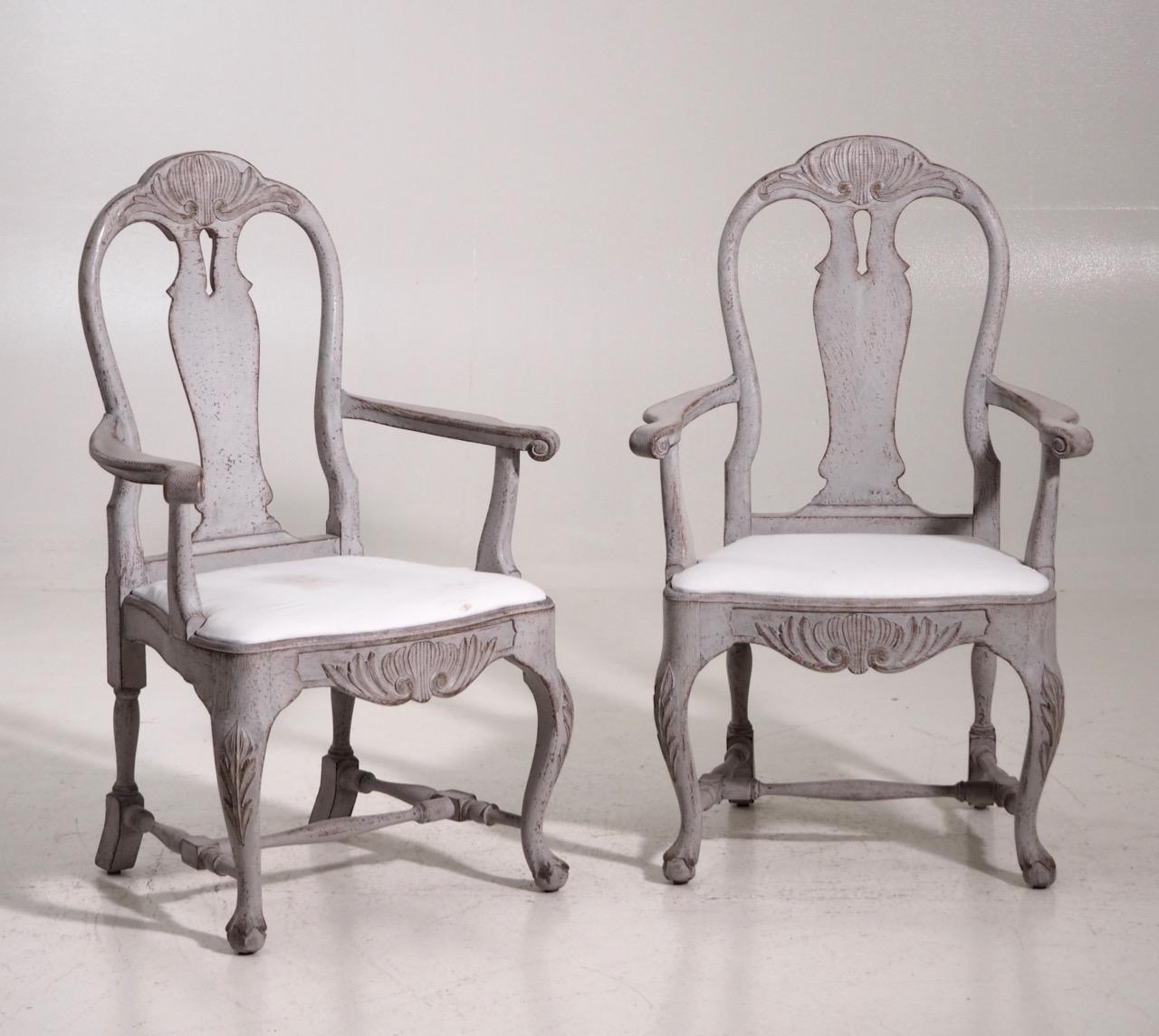 Set of Six Swedish Rococo Style Chairs In Good Condition In Aalsgaarde, DK