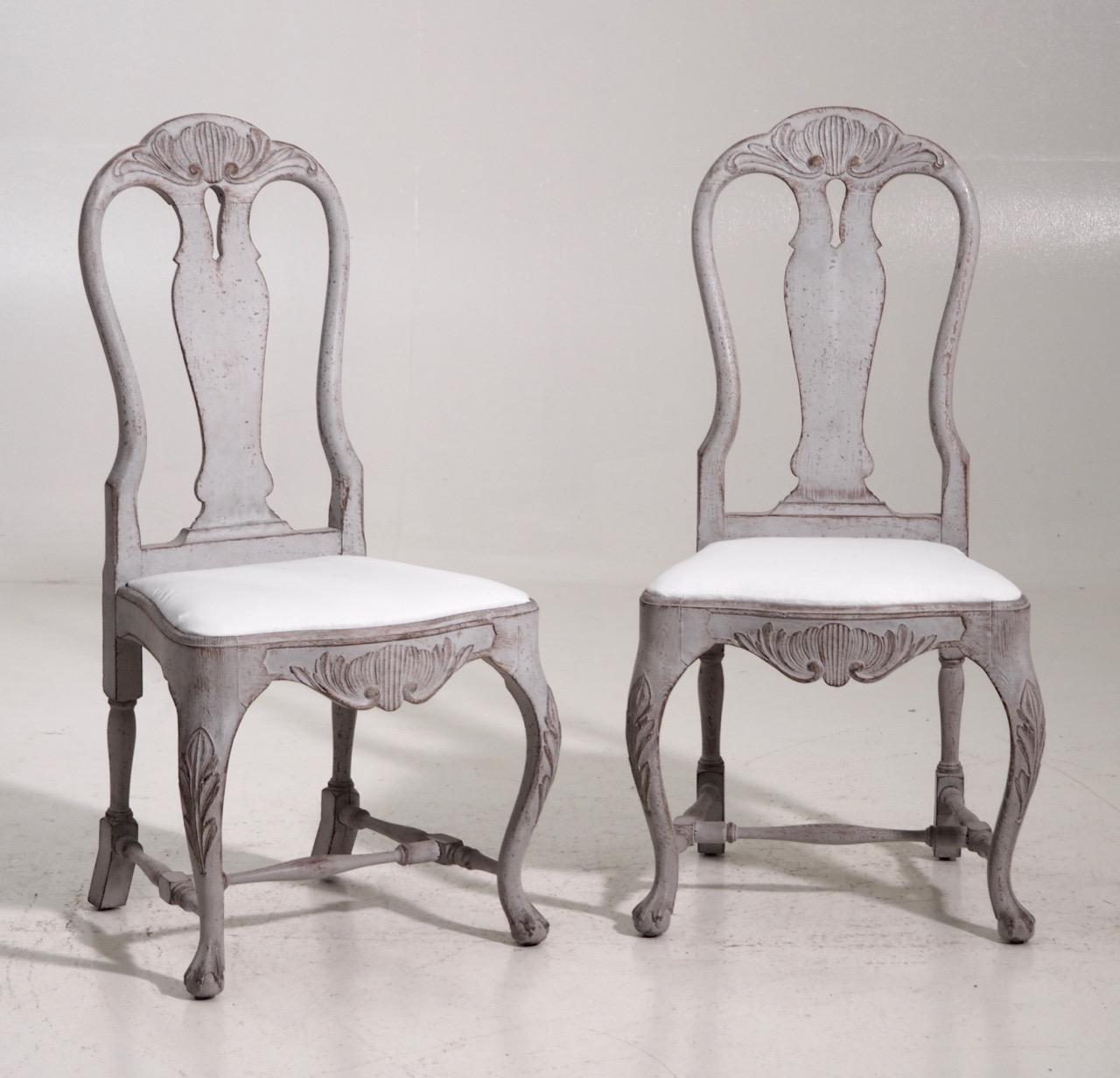 Set of Six Swedish Rococo Style Chairs 4