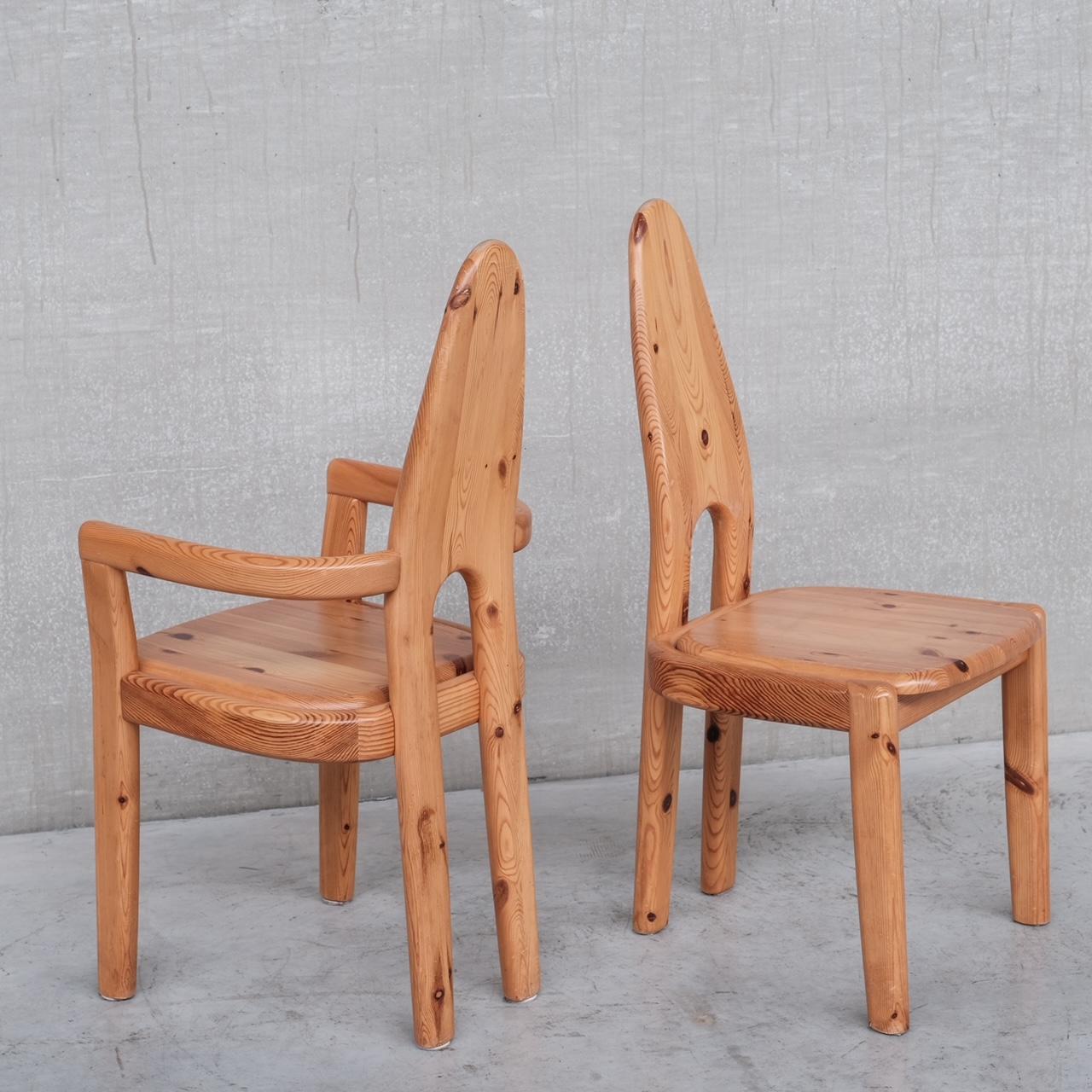 Set of Six Tall Danish Pine Mid-Century Dining Chairs In Good Condition In London, GB