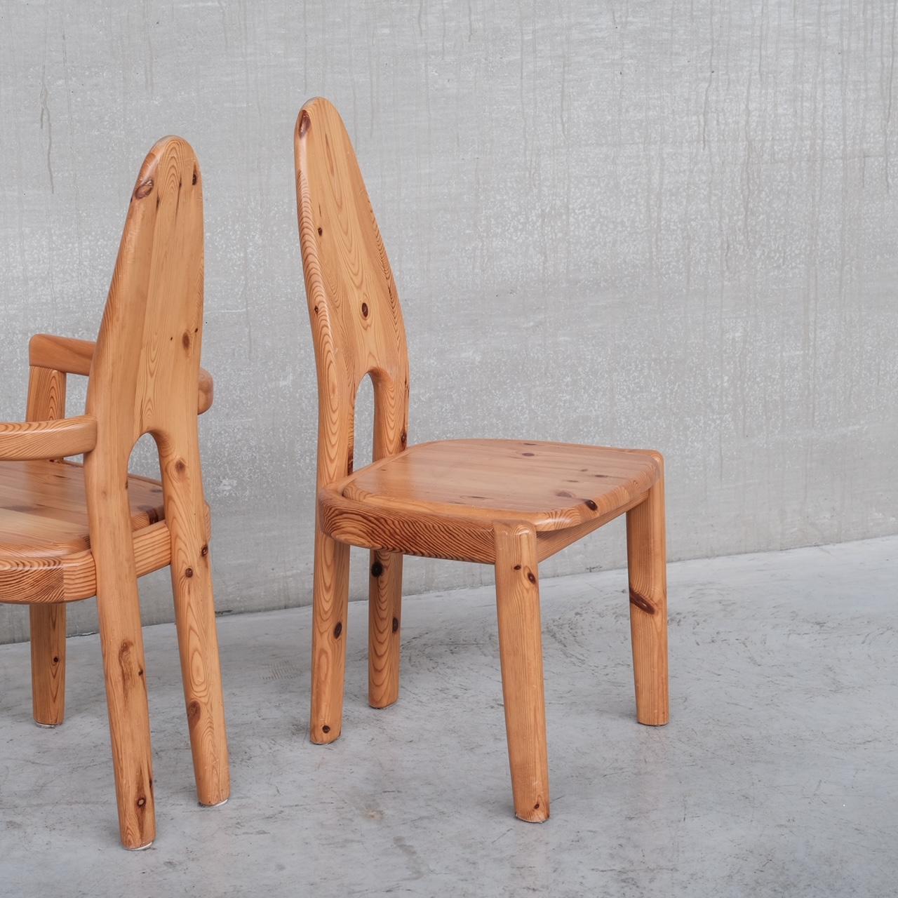 20th Century Set of Six Tall Danish Pine Mid-Century Dining Chairs