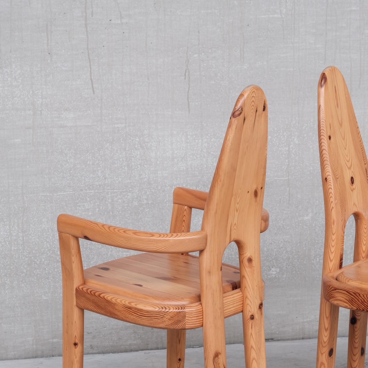 Set of Six Tall Danish Pine Mid-Century Dining Chairs 2