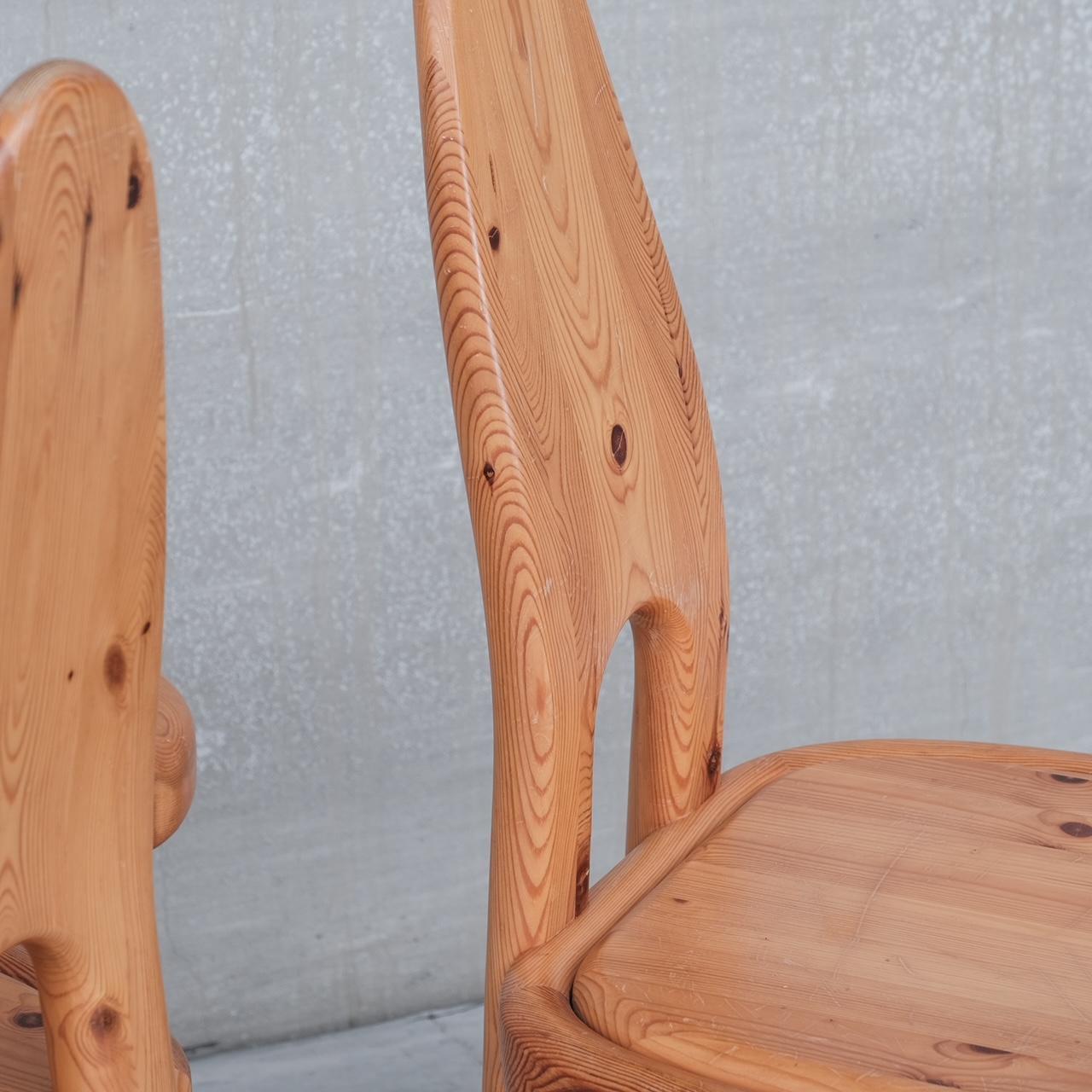 Set of Six Tall Danish Pine Mid-Century Dining Chairs 5