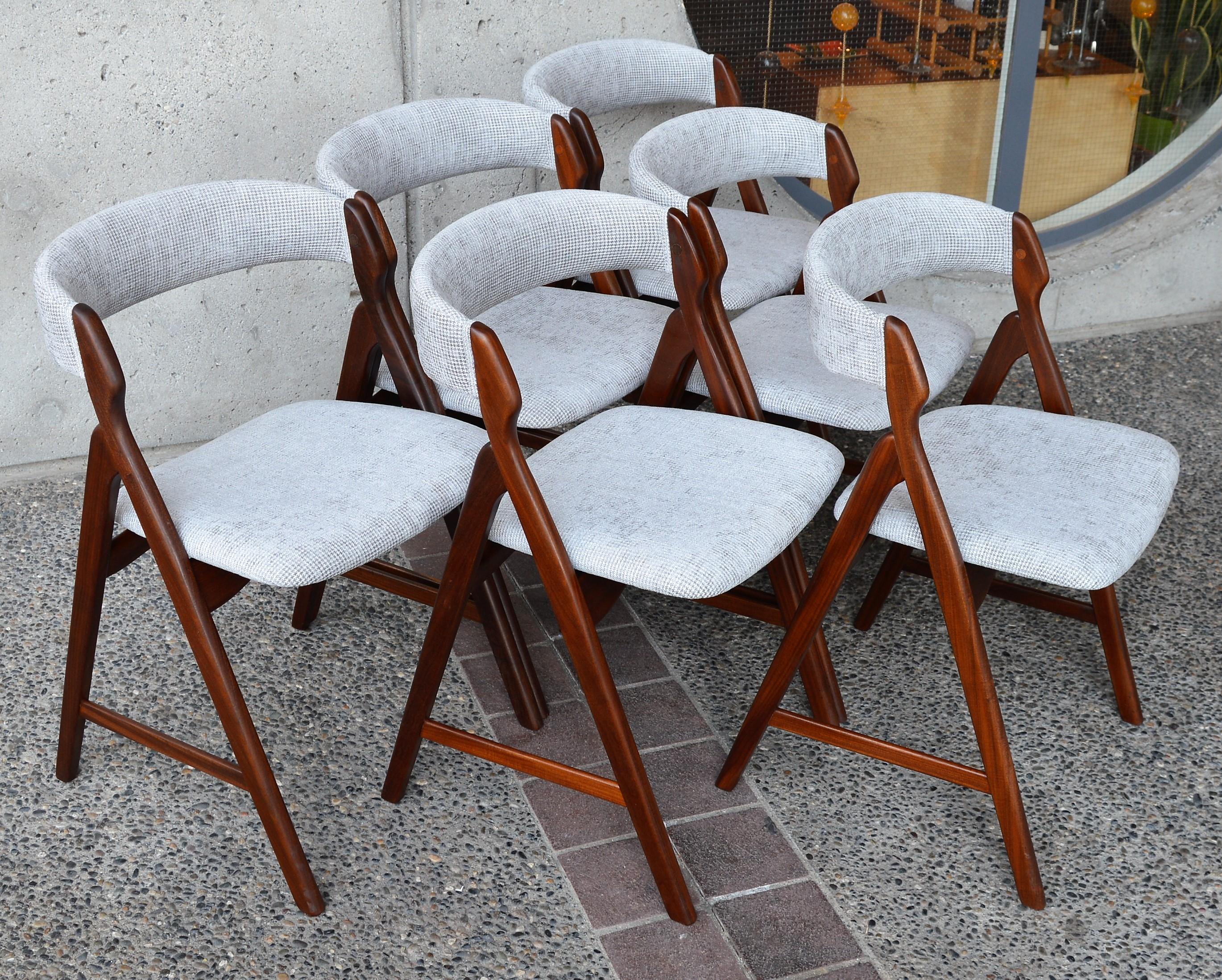 Mid-20th Century Set of Six Teak A-Frame Dining Chairs by T.H. Harlev for Farstrup For Sale