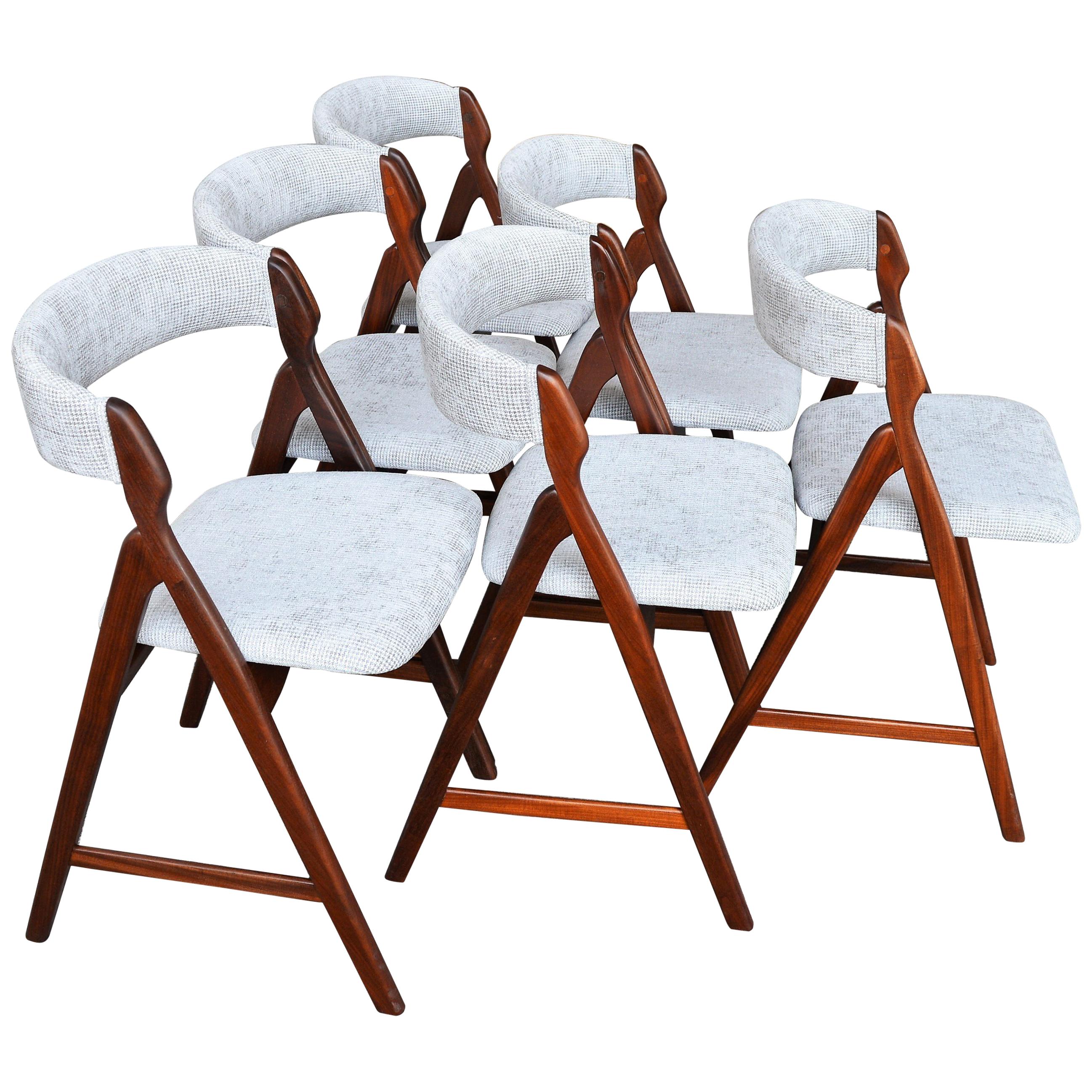 Set of Six Teak A-Frame Dining Chairs by T.H. Harlev for Farstrup For Sale