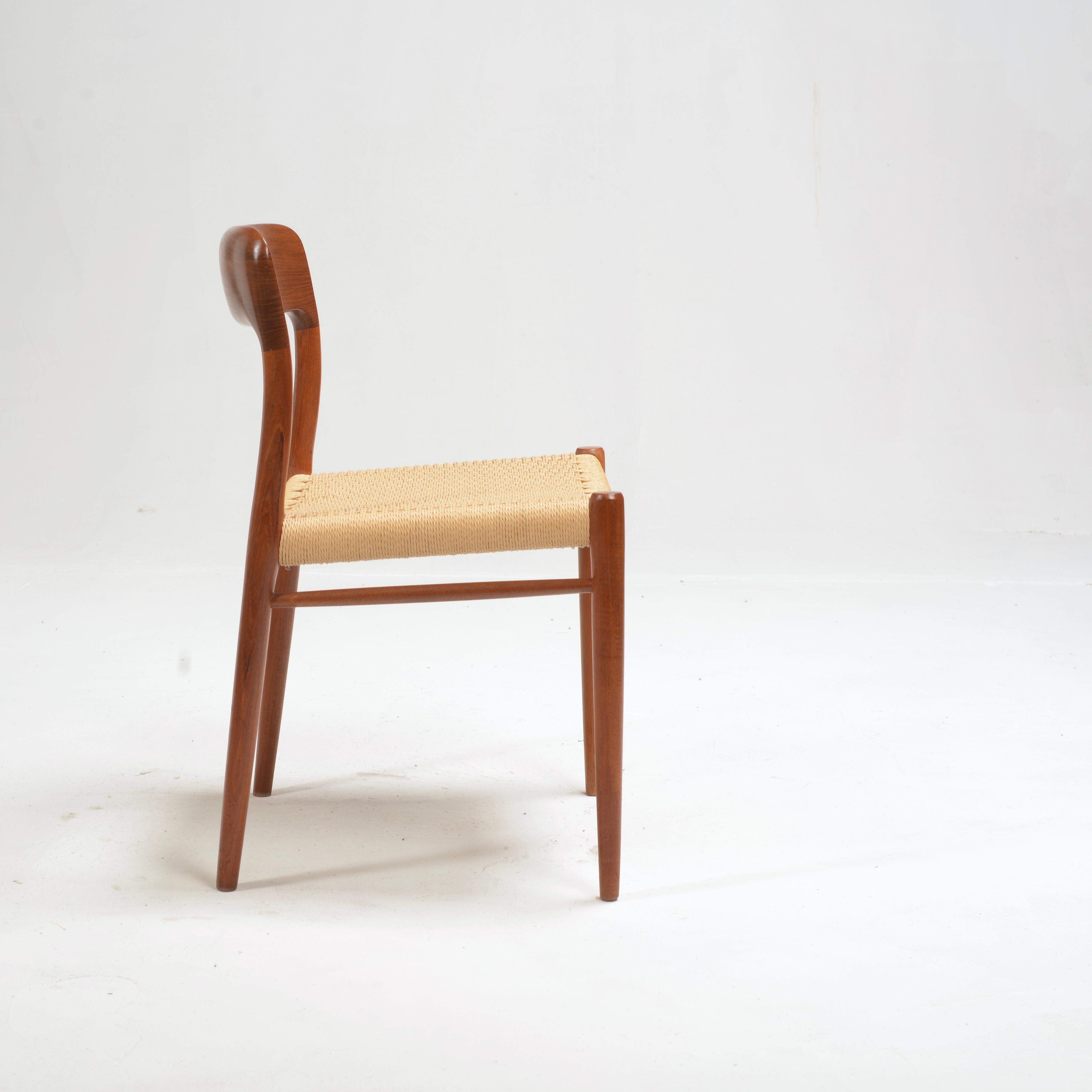 Esszimmerstühle aus Teakholz und Kord von Niels Otto Moller, Stuhl Nr. 75 im Angebot 3