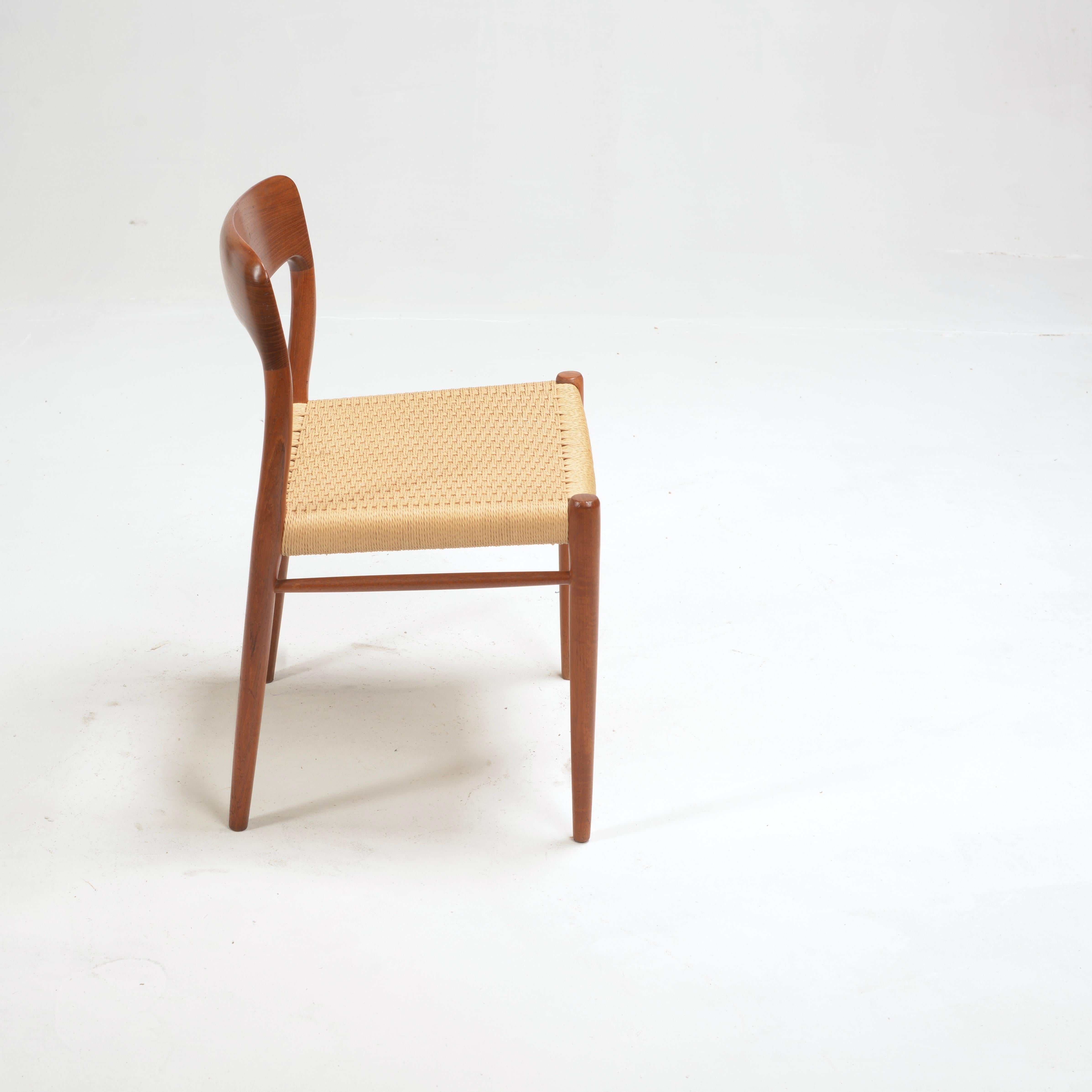 Esszimmerstühle aus Teakholz und Kord von Niels Otto Moller, Stuhl Nr. 75 im Angebot 4