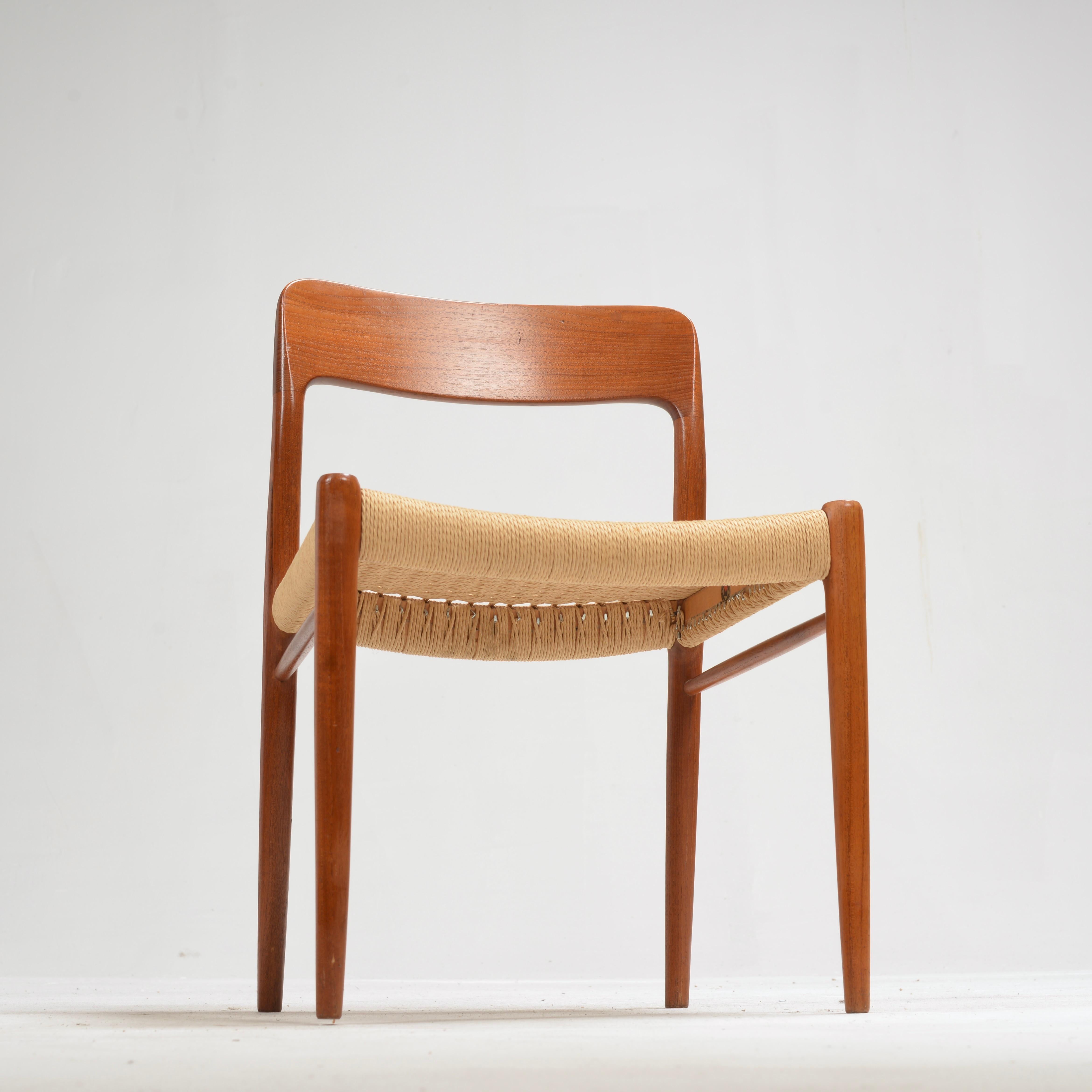 Esszimmerstühle aus Teakholz und Kord von Niels Otto Moller, Stuhl Nr. 75 im Angebot 7