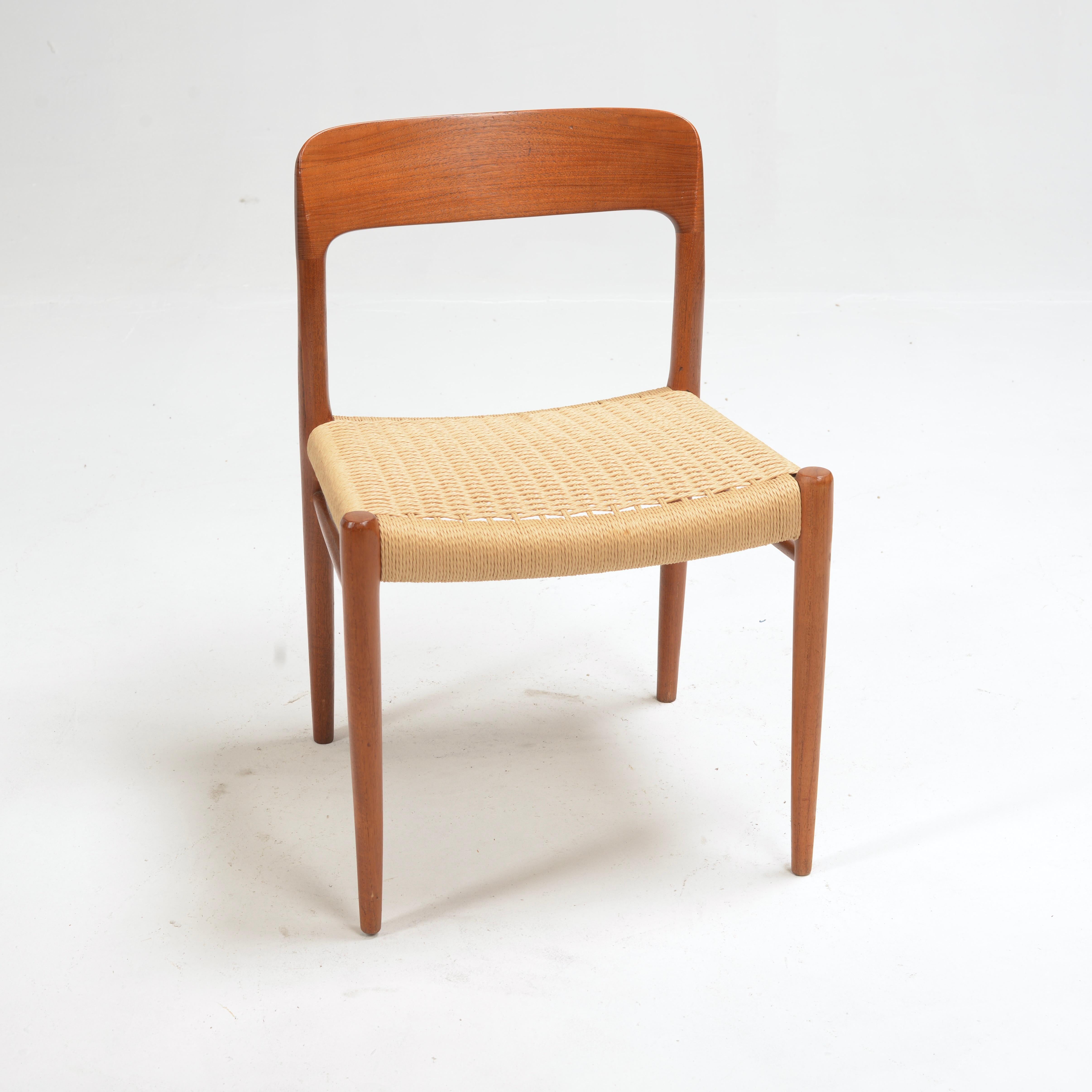 Esszimmerstühle aus Teakholz und Kord von Niels Otto Moller, Stuhl Nr. 75 im Angebot 8