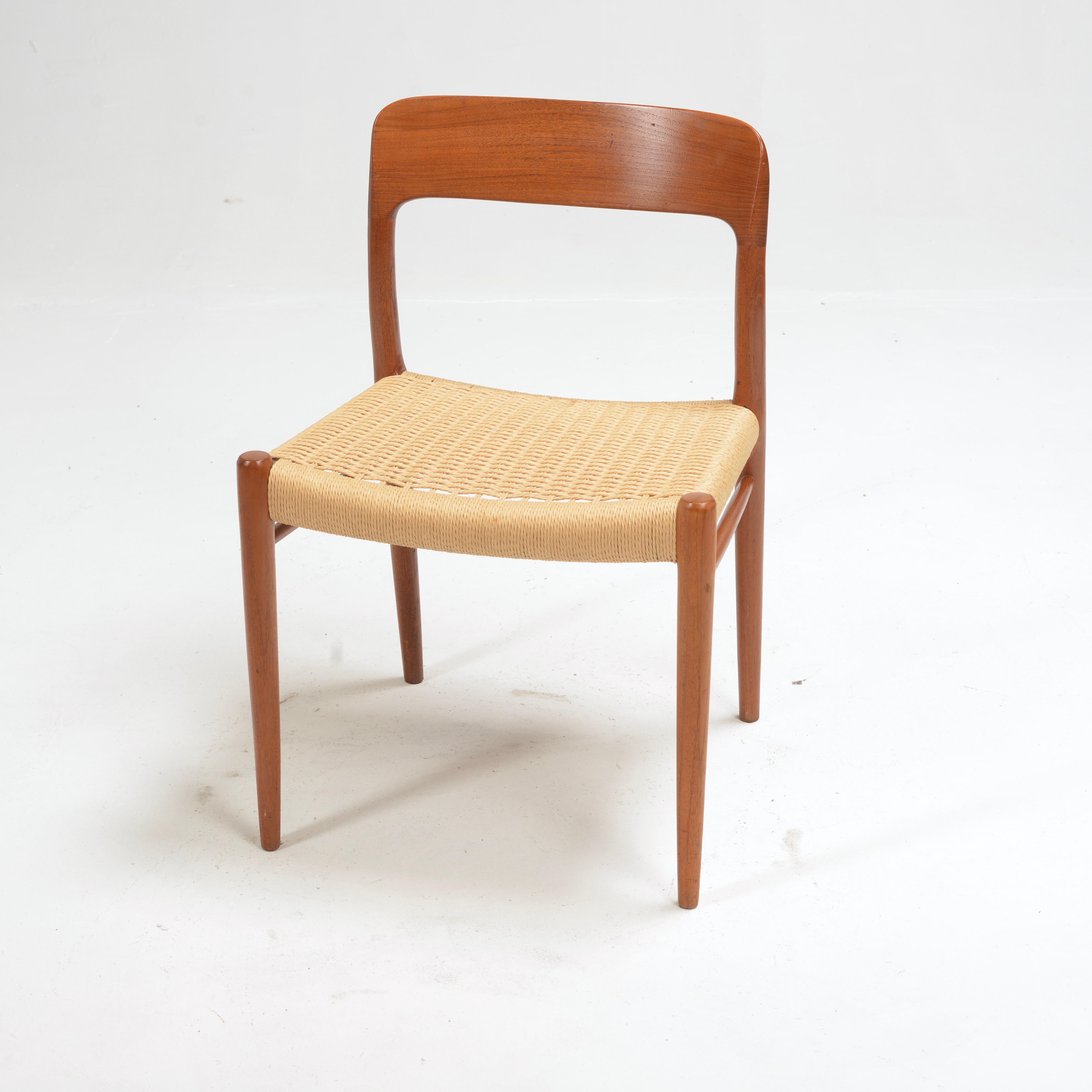 Esszimmerstühle aus Teakholz und Kord von Niels Otto Moller, Stuhl Nr. 75 im Angebot 9