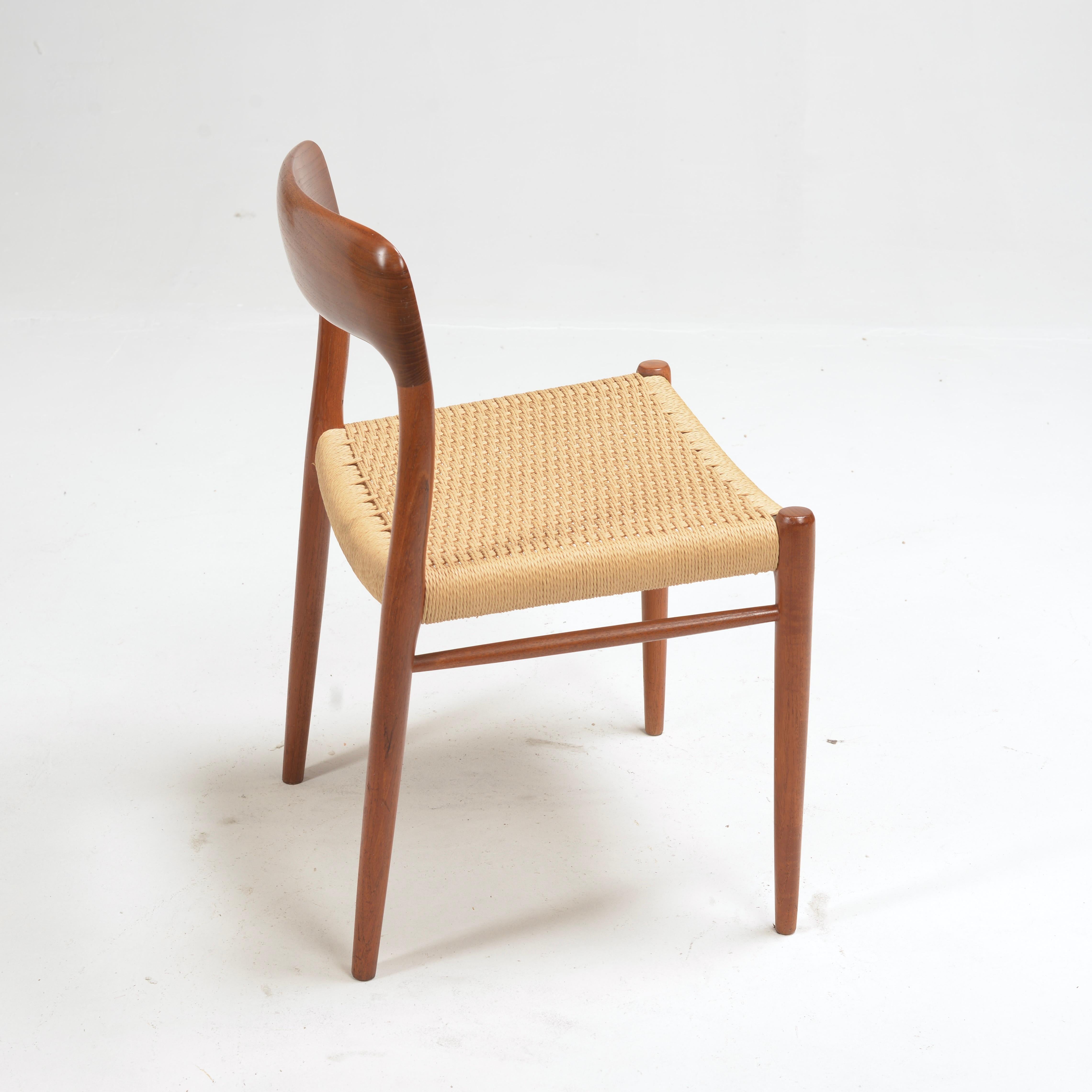 Esszimmerstühle aus Teakholz und Kord von Niels Otto Moller, Stuhl Nr. 75 im Angebot 11
