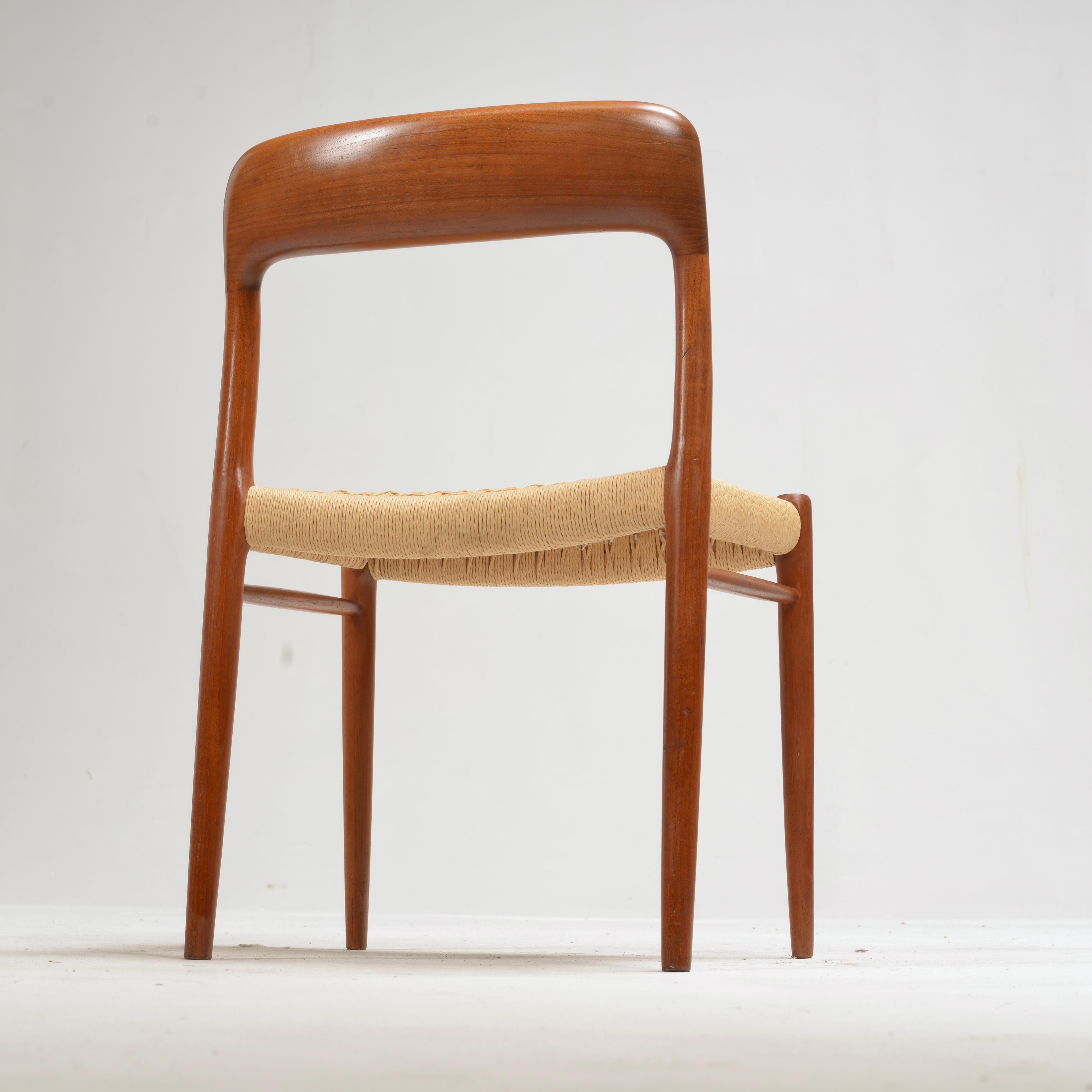 Esszimmerstühle aus Teakholz und Kord von Niels Otto Moller, Stuhl Nr. 75 im Angebot 2