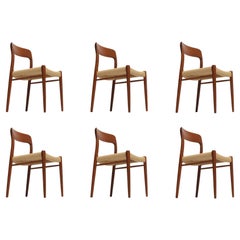 Teak and Cord Dining Chairs by Niels Otto Moller, Chair No. 75