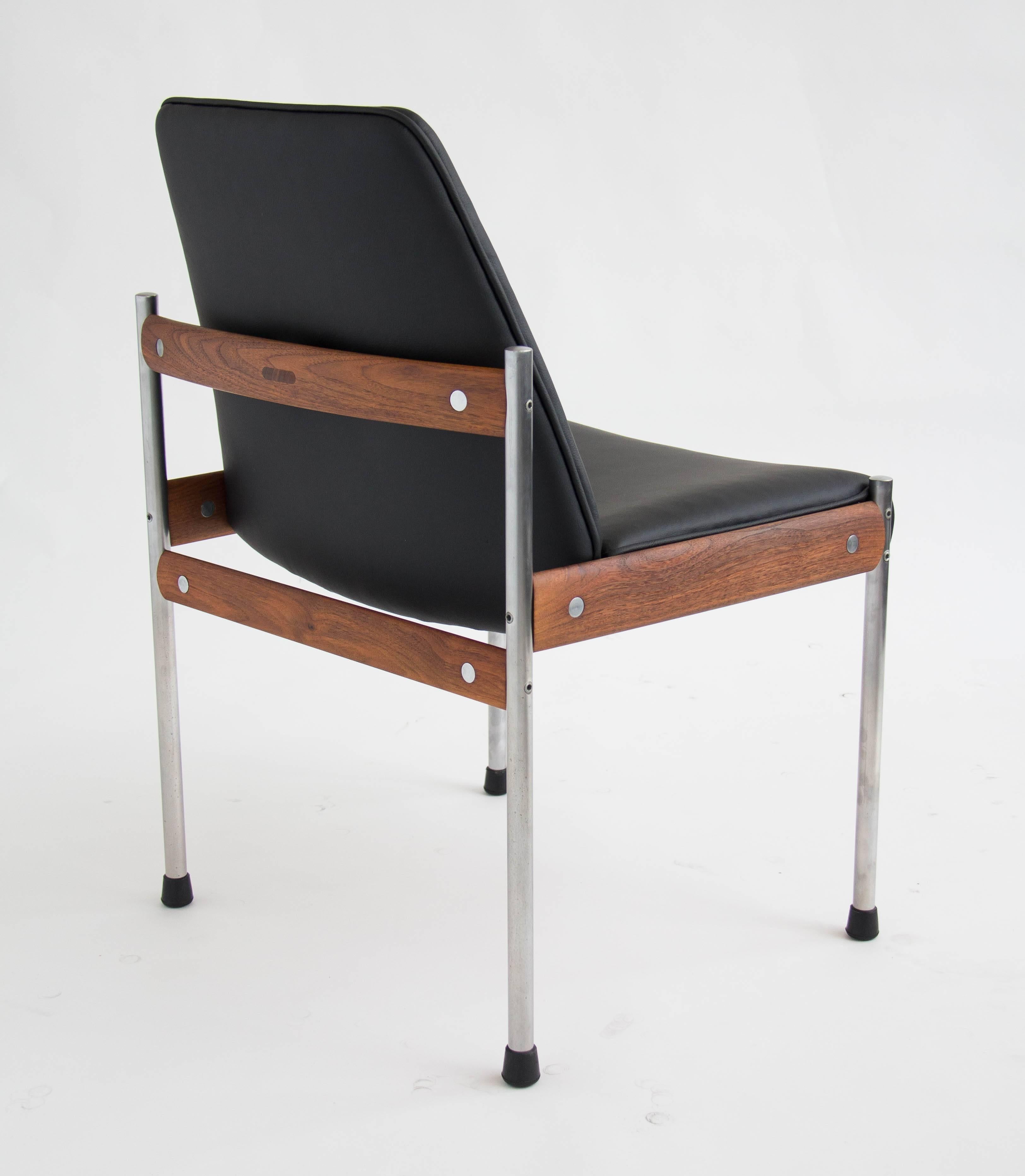 Scandinavian Modern Set of Six Sven Ivar Dysthe Teak and Leather Dining Chairs