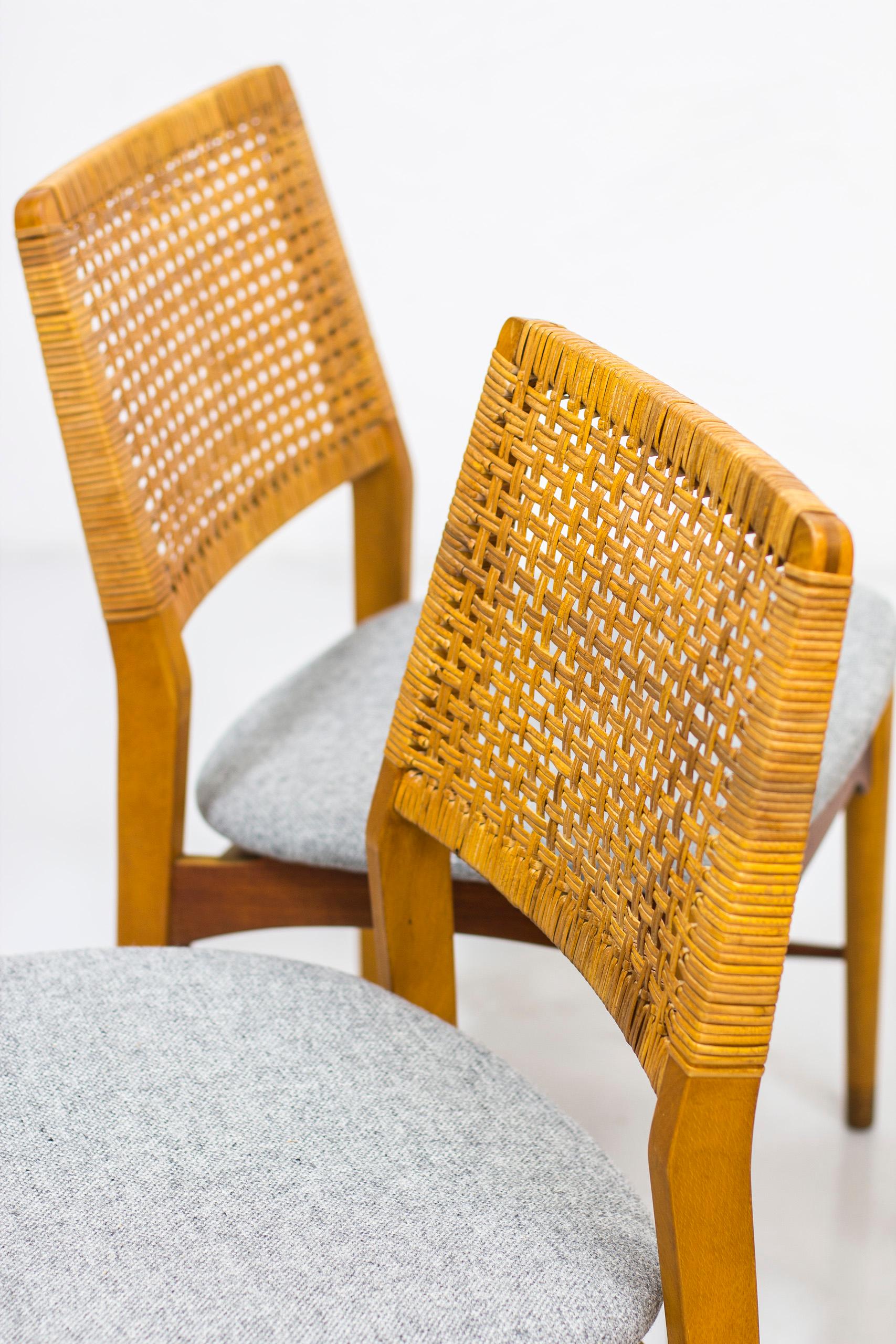 Set of Six Teak and Rattan Dining Chairs by Alfred Sand, Norway, 1950s 3