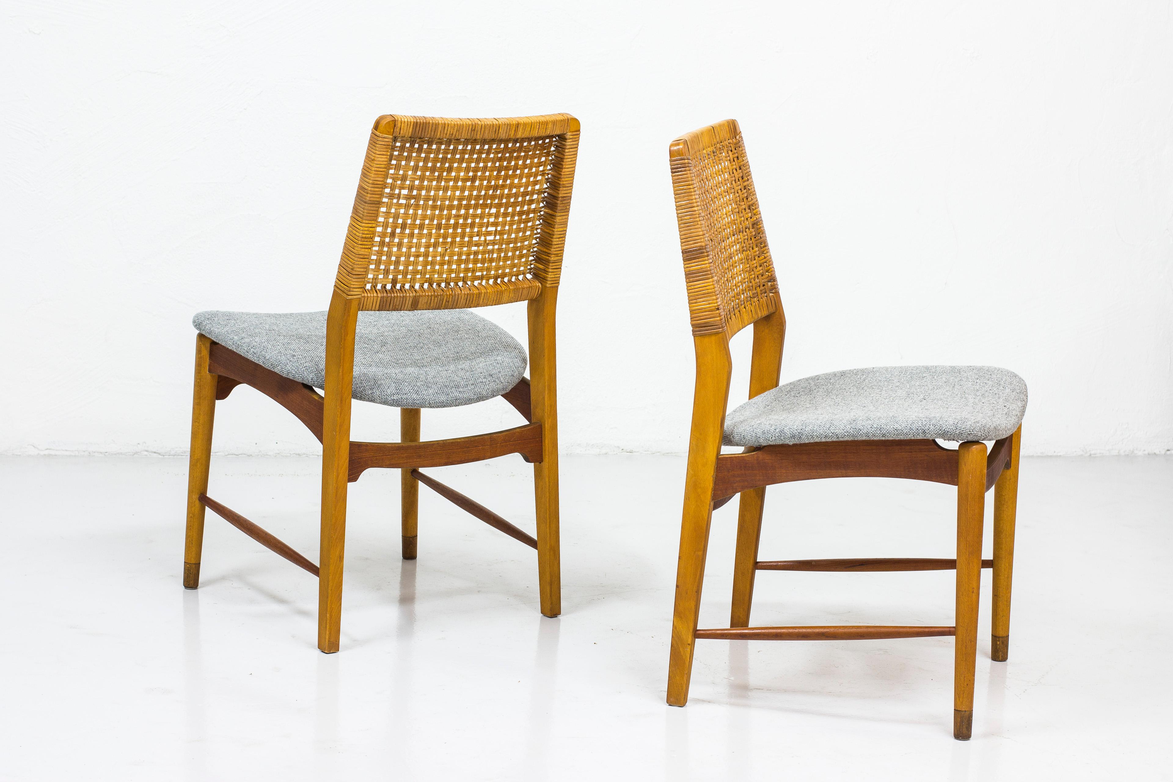 Set of Six Teak and Rattan Dining Chairs by Alfred Sand, Norway, 1950s 4