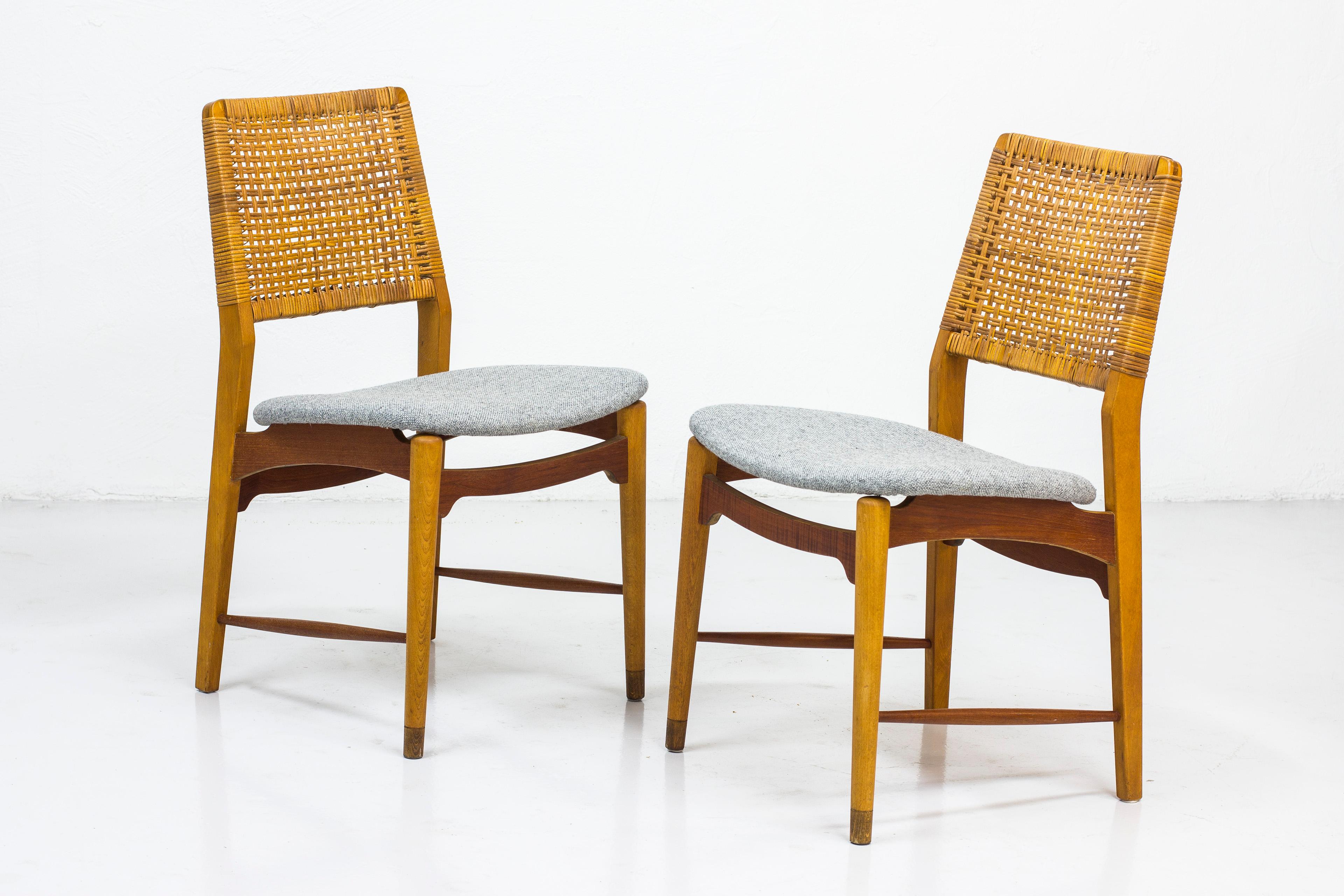 Set of Six Teak and Rattan Dining Chairs by Alfred Sand, Norway, 1950s 5