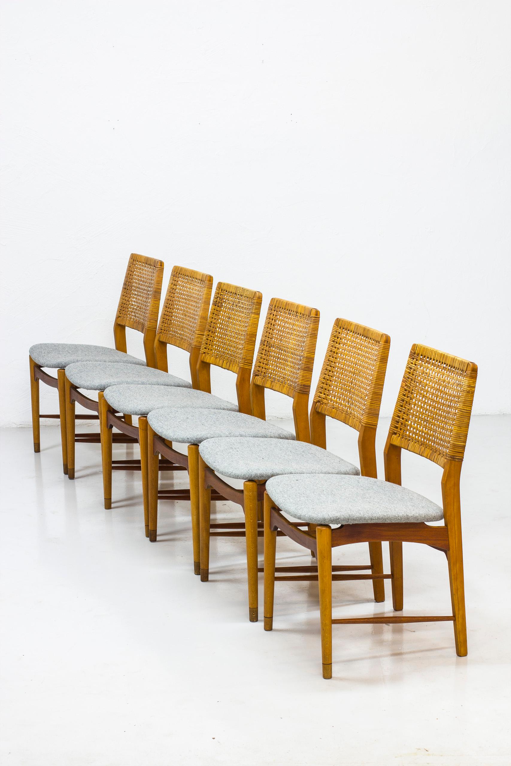 Set of Six Teak and Rattan Dining Chairs by Alfred Sand, Norway, 1950s 6