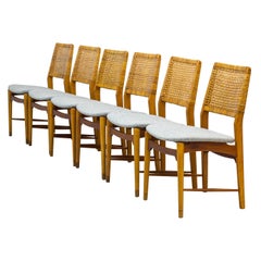 Set of Six Teak and Rattan Dining Chairs by Alfred Sand, Norway, 1950s