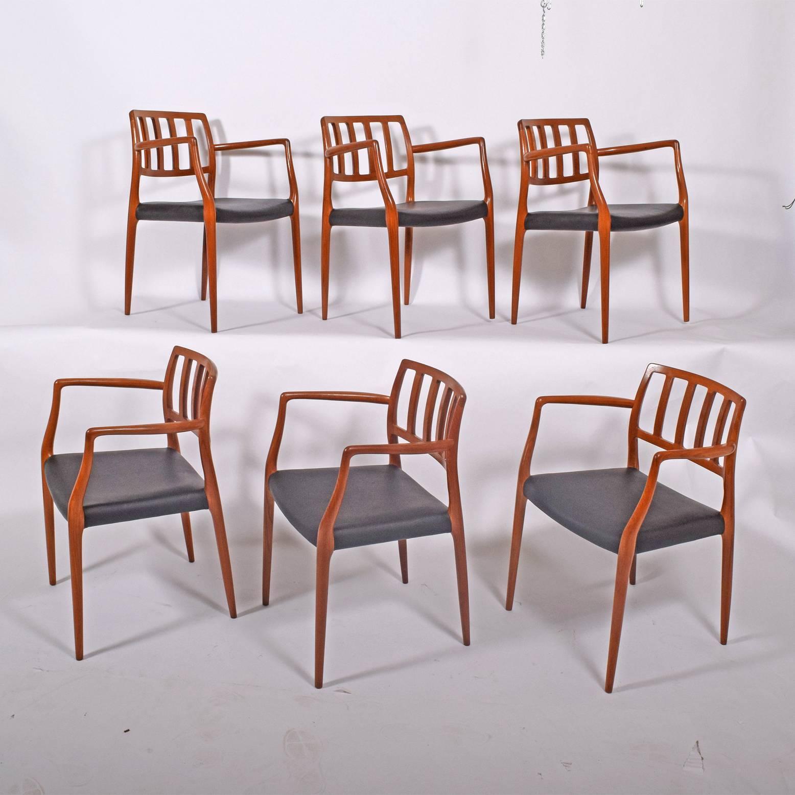 Danish Set of Six Teak Armchairs Design by Niels O. Moller For Sale