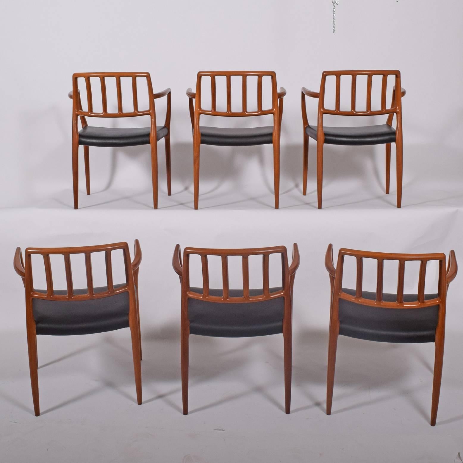 Scandinavian Modern Set of Six Teak Armchairs Design by Niels O. Moller For Sale