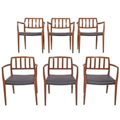 Vintage Set of Six Teak Armchairs Design by Niels O. Moller