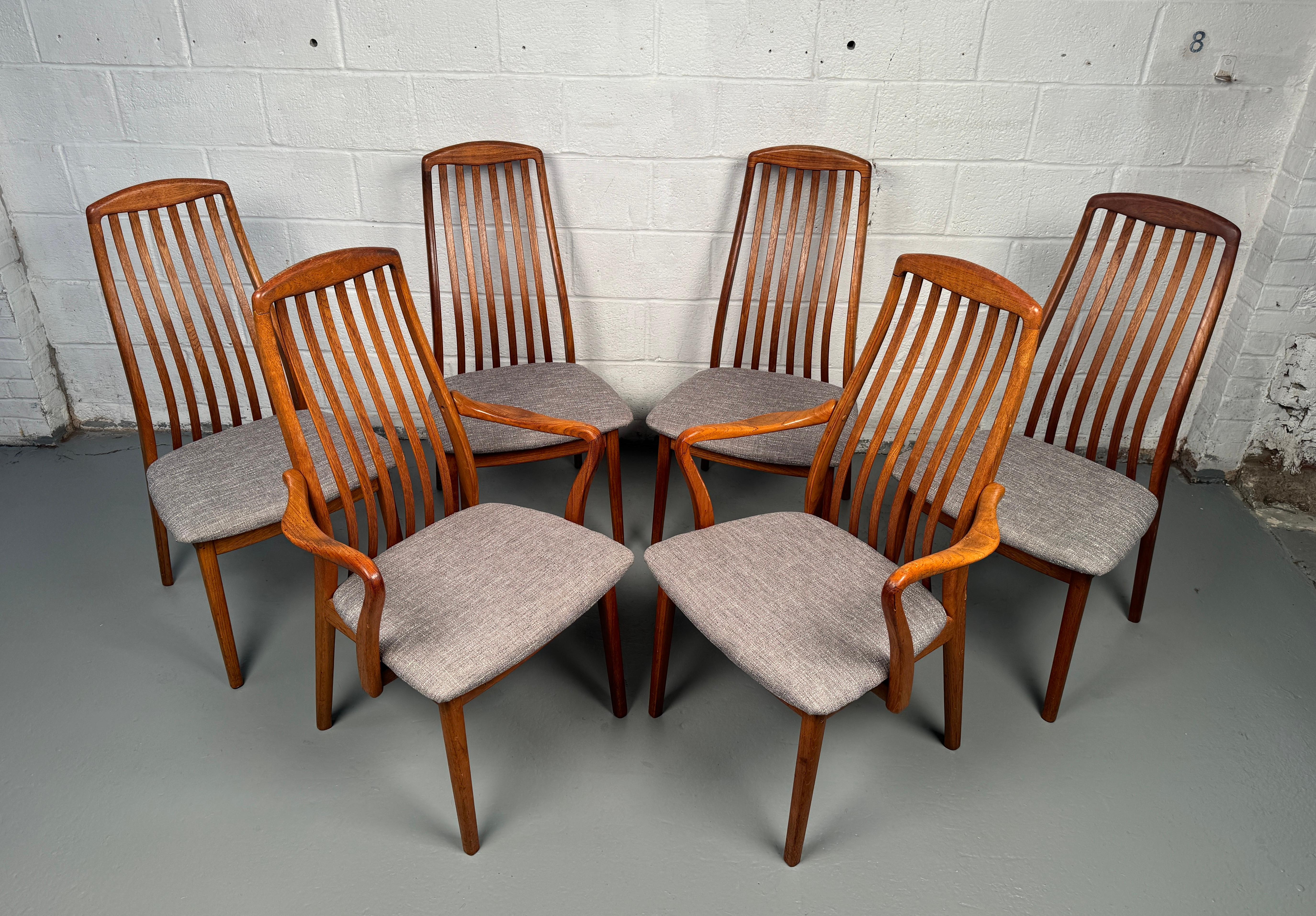 Mid-Century Modern Set of Six Teak Danish Modern Dining Chairs by Preben Schou For Sale
