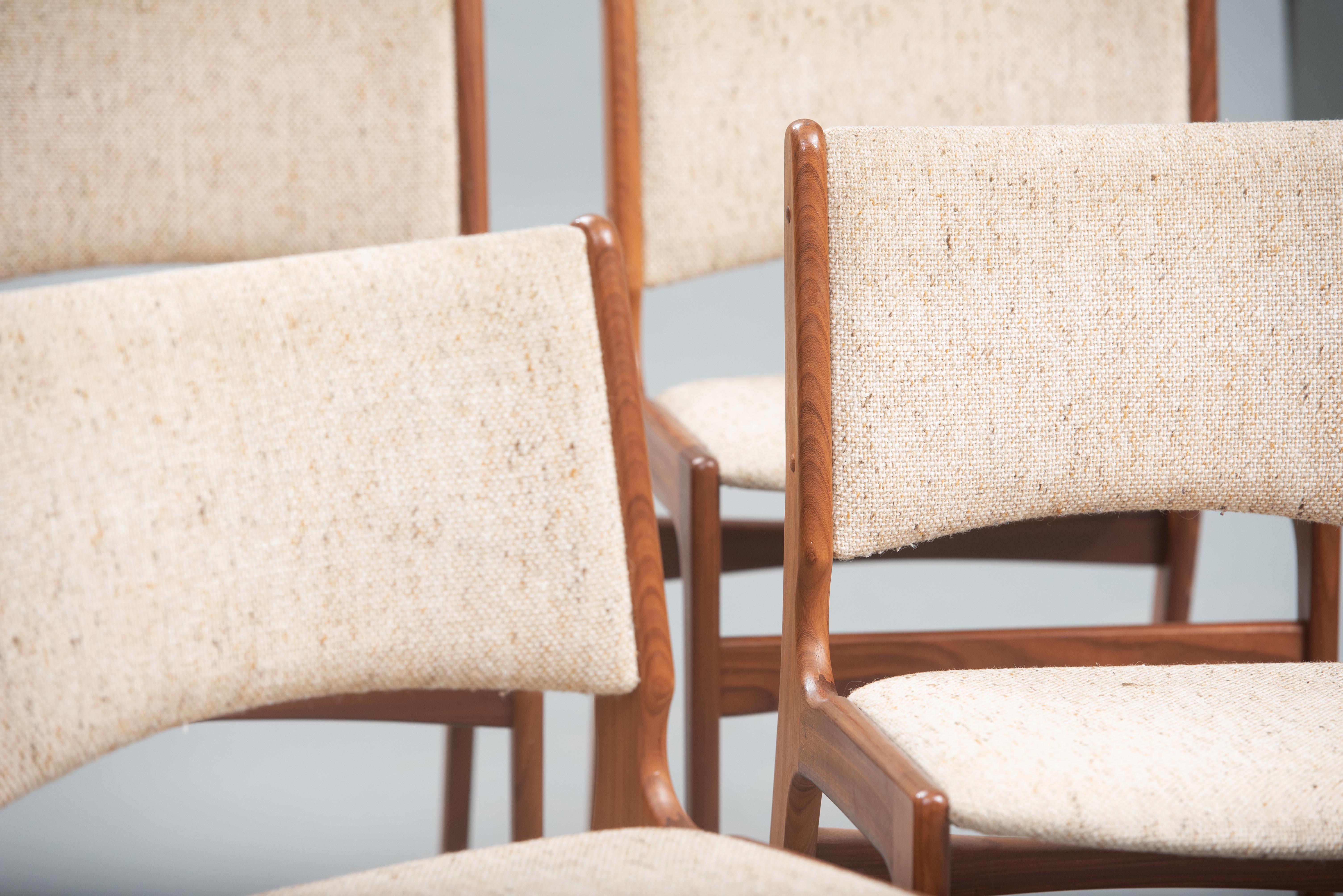 Varnished Set of Six Teak Danish chairs model 89 by Erik Buch for Anderstrup Møbelfabrik