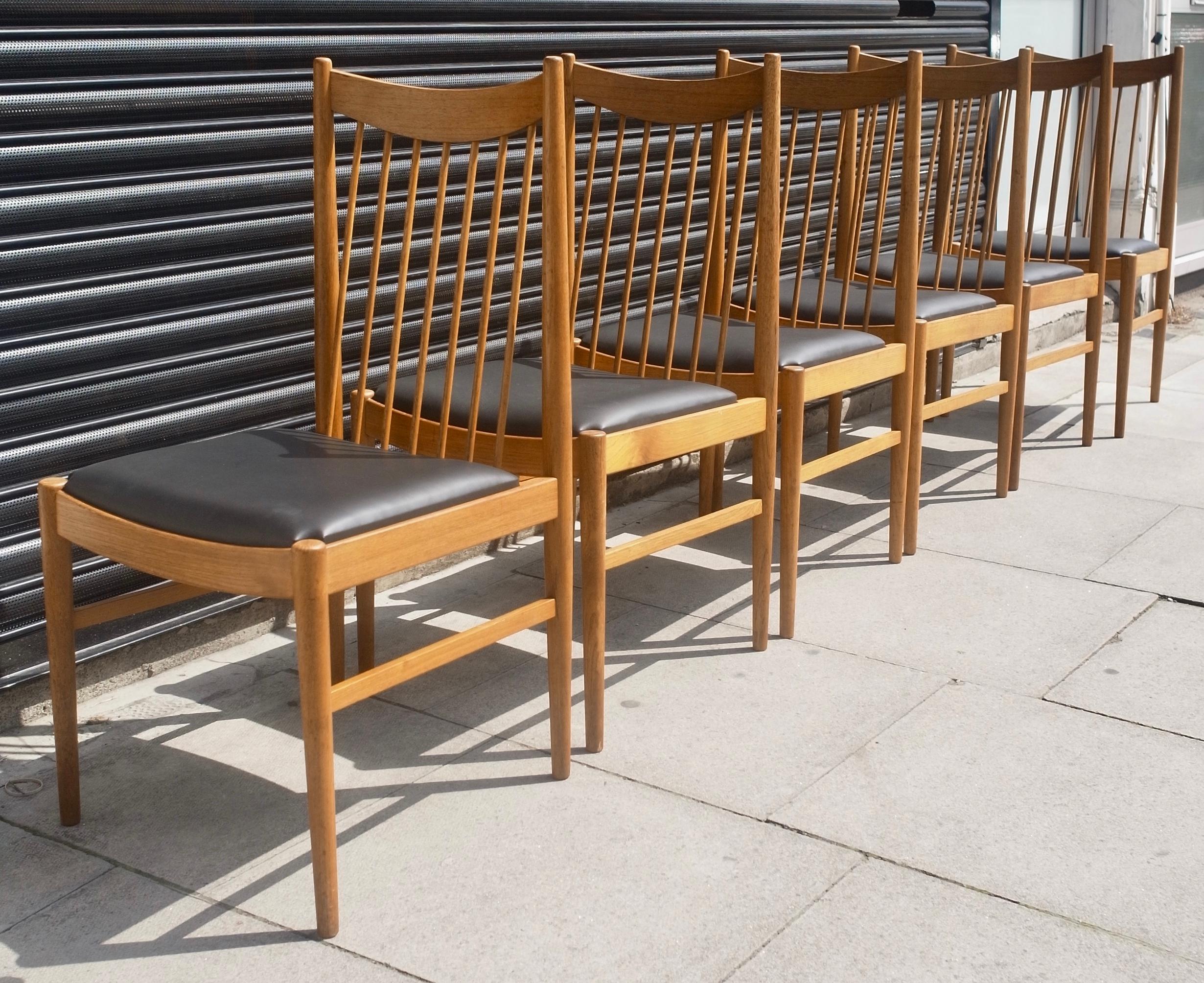 Mid-Century Modern Set of Six Teak Danish Sibast Dining Chairs For Sale