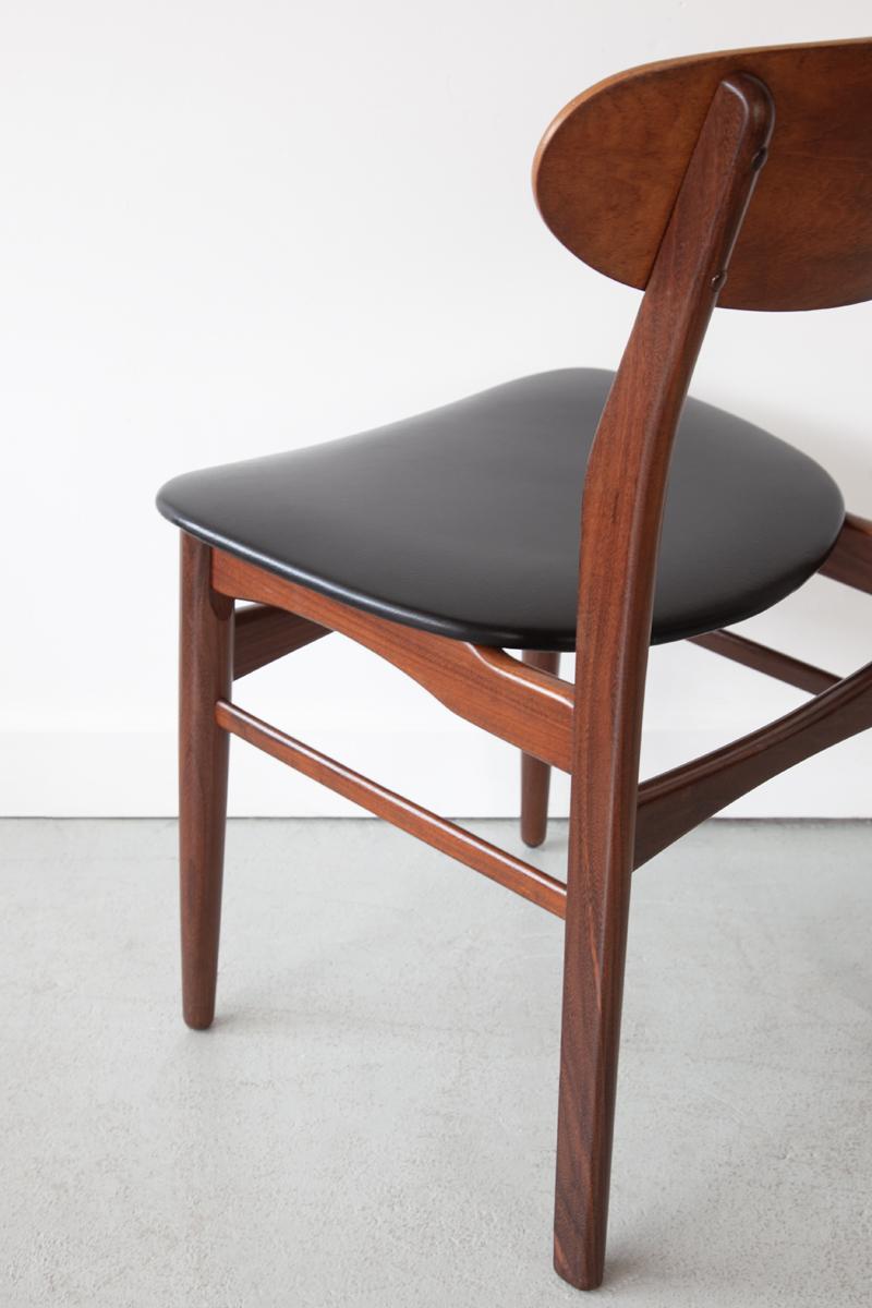 Set of Six Teak Dining Chairs by Farstrup, Mid 20th Century, Black Leather 2