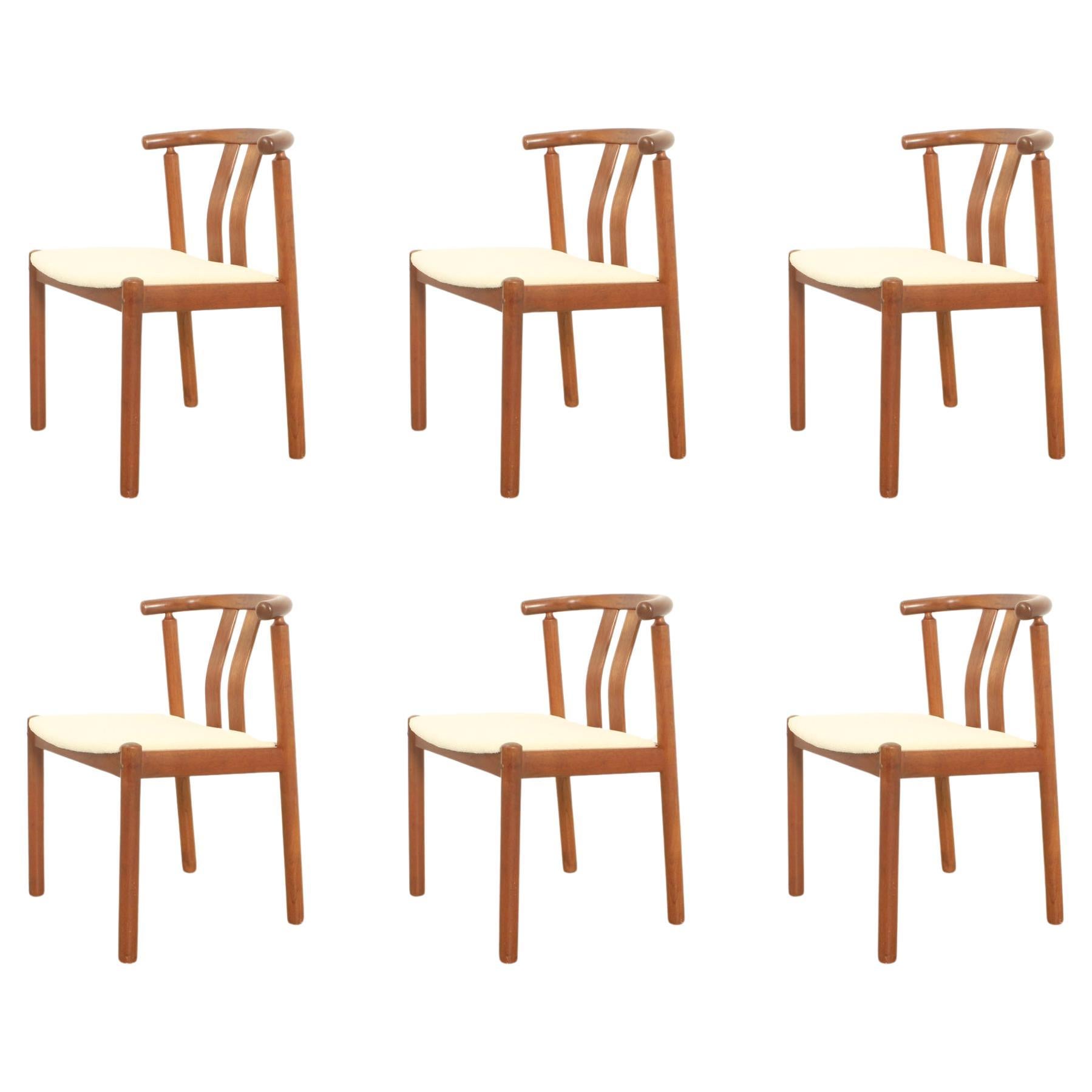 Set di sei sedie da pranzo in teak di Hans J. Frydendal, Danimarca, anni '70