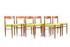 Set of Six Teak Dining Chairs by Henry W. Klein for Bramin, New Upholstery